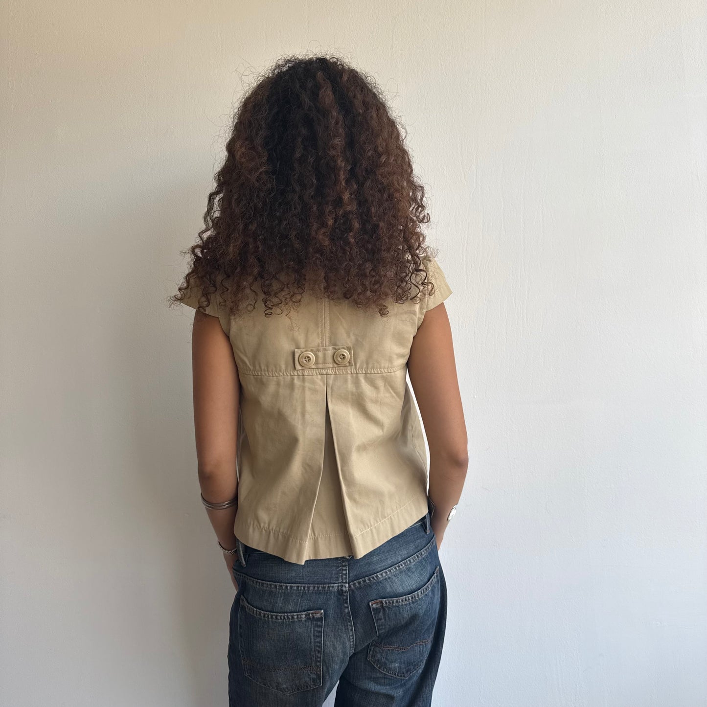 Beige short sleeve peacoat - Size S