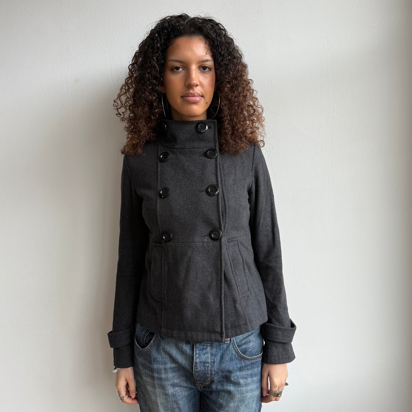 Charcoal grey peacoat - Size M