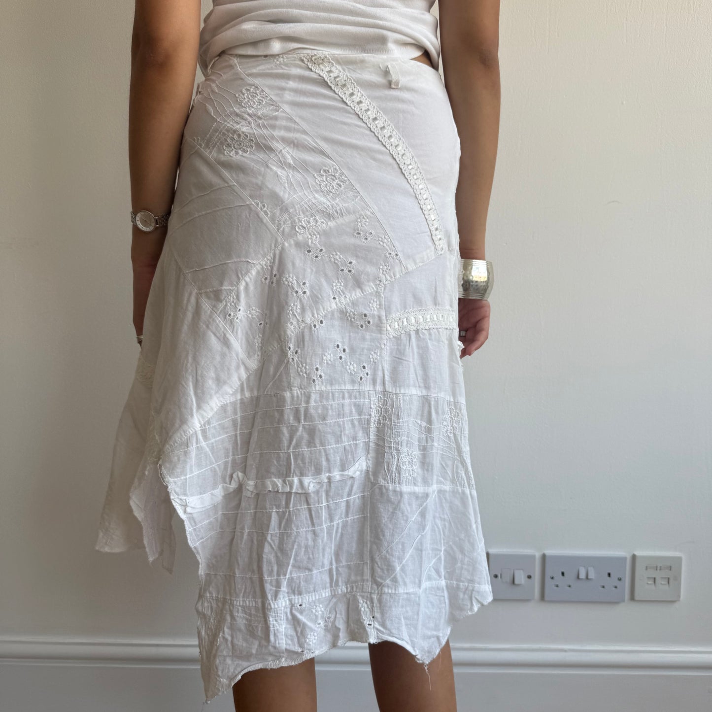 Broderie patchwork midi skirt - Size S