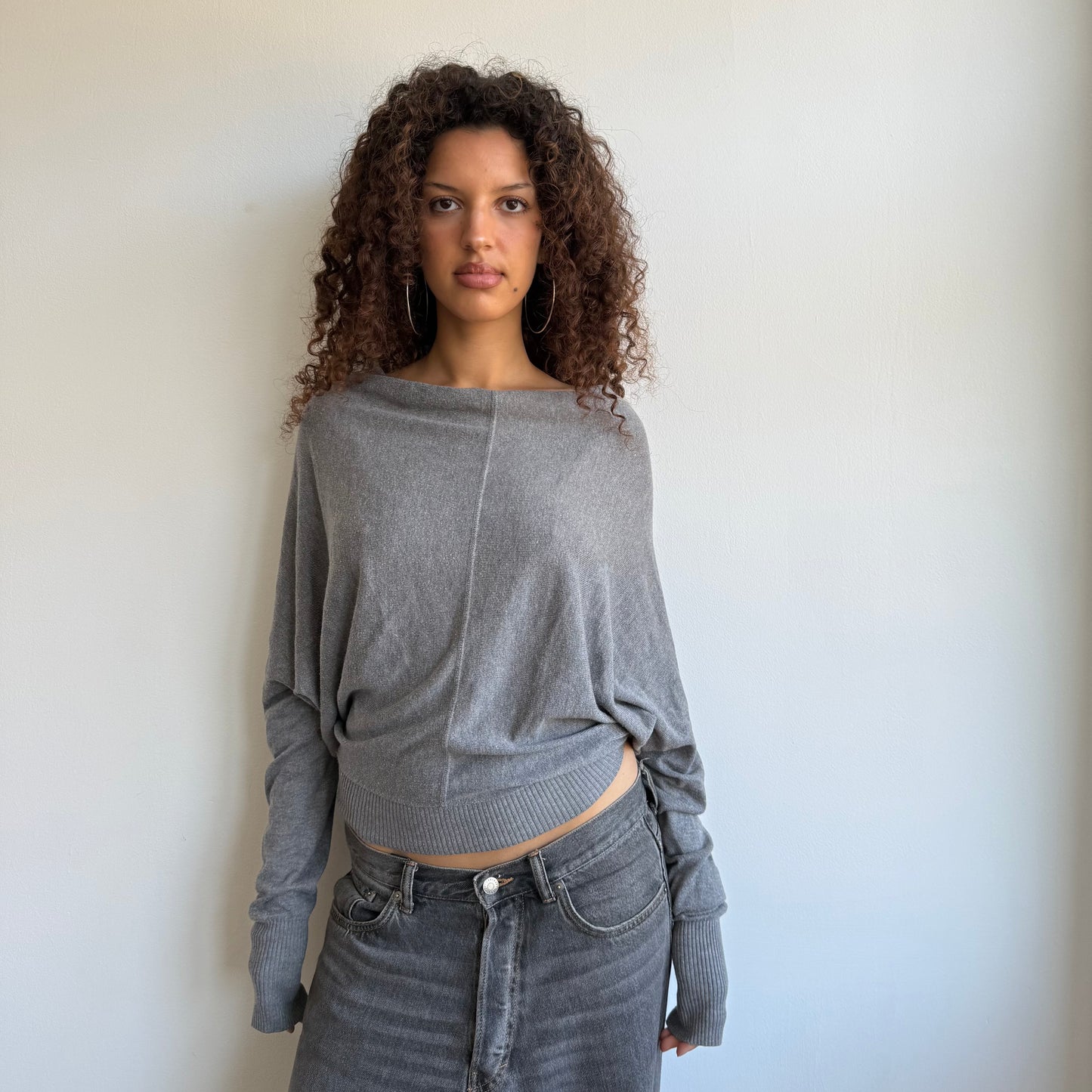 Grey slouchy button knit - Size S/M