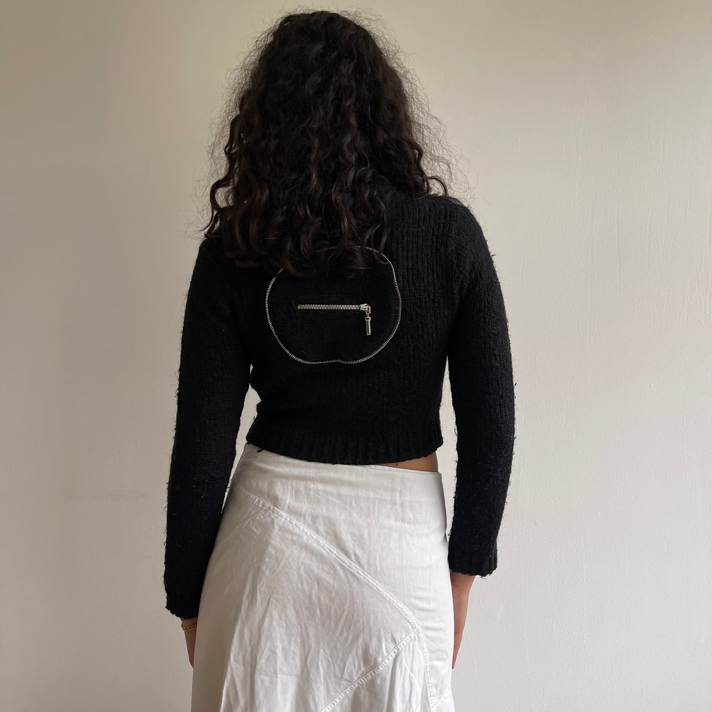 Black knit zip jumper - Size S