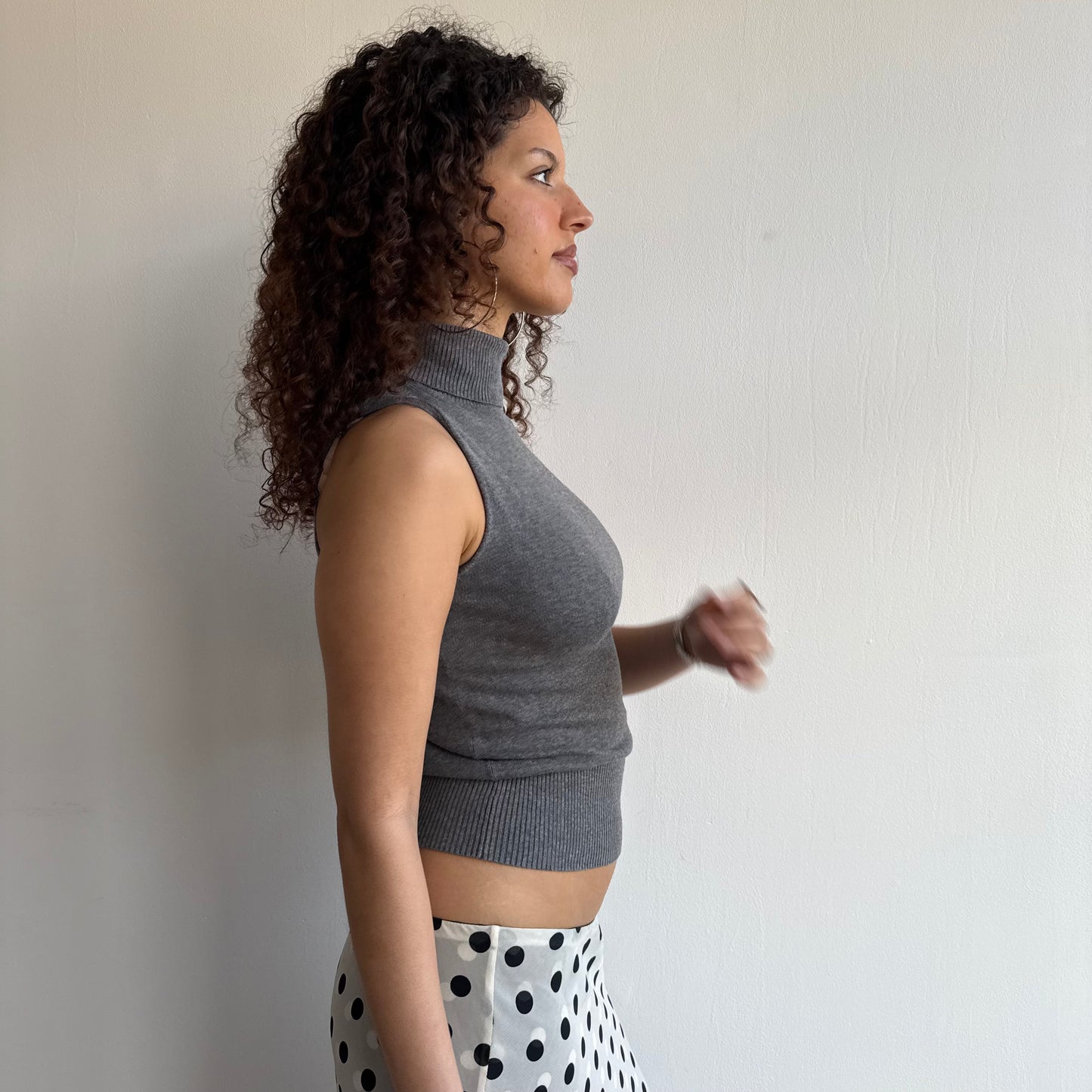 Grey sleeveless roll neck - Size S