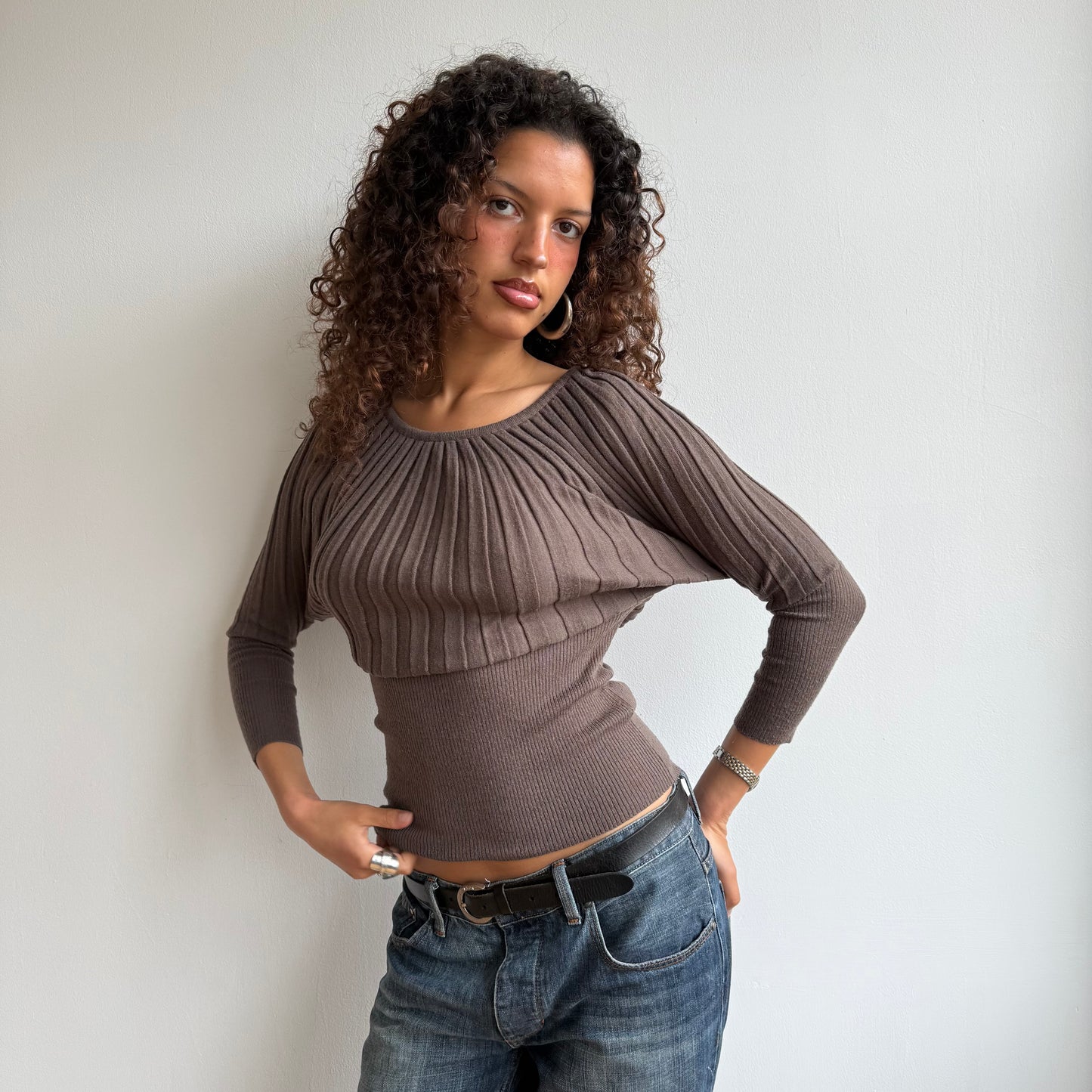Brown batwing knit - Size S