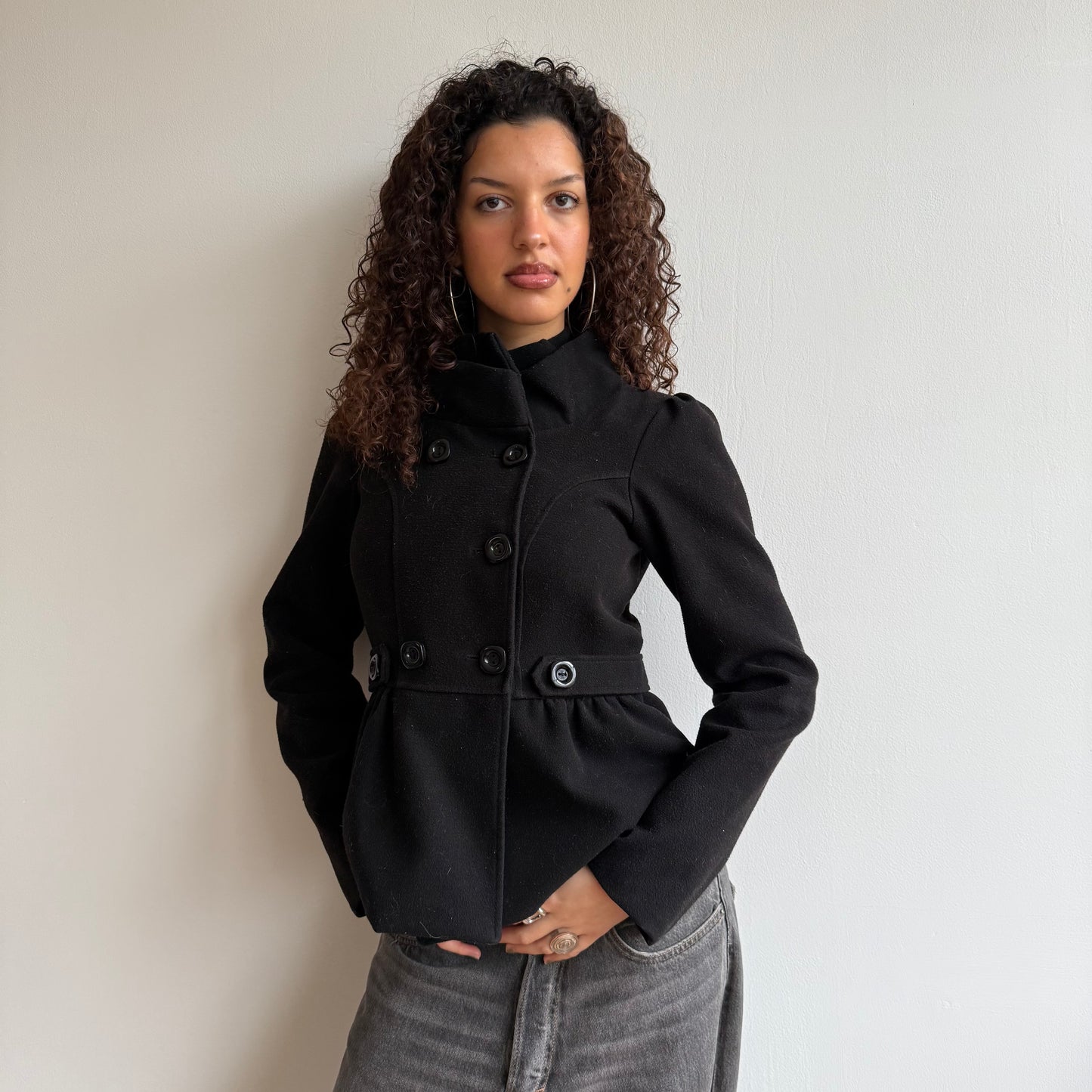 Black button peacoat - Size S