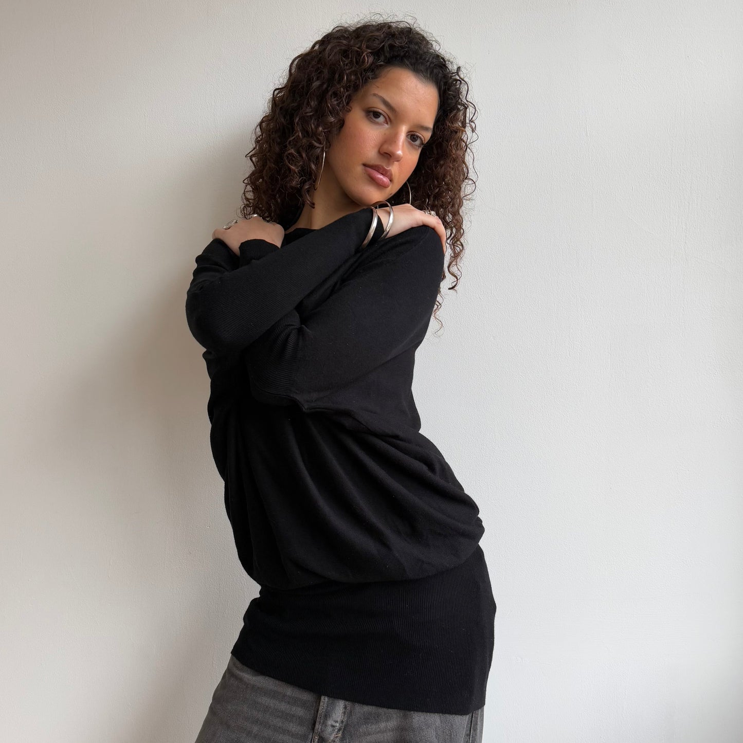 Black slouchy long knit - Size M
