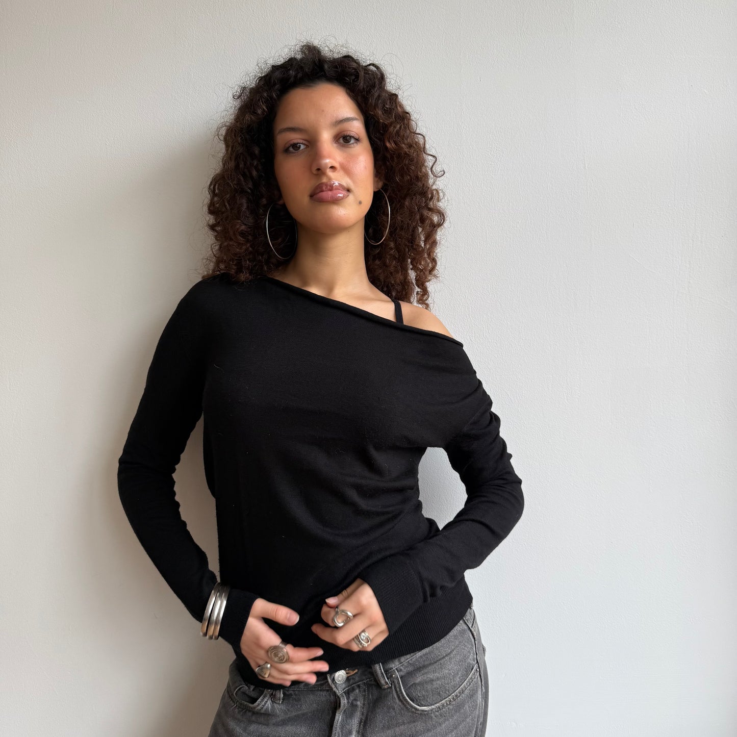 Black bardot jumper - Size S