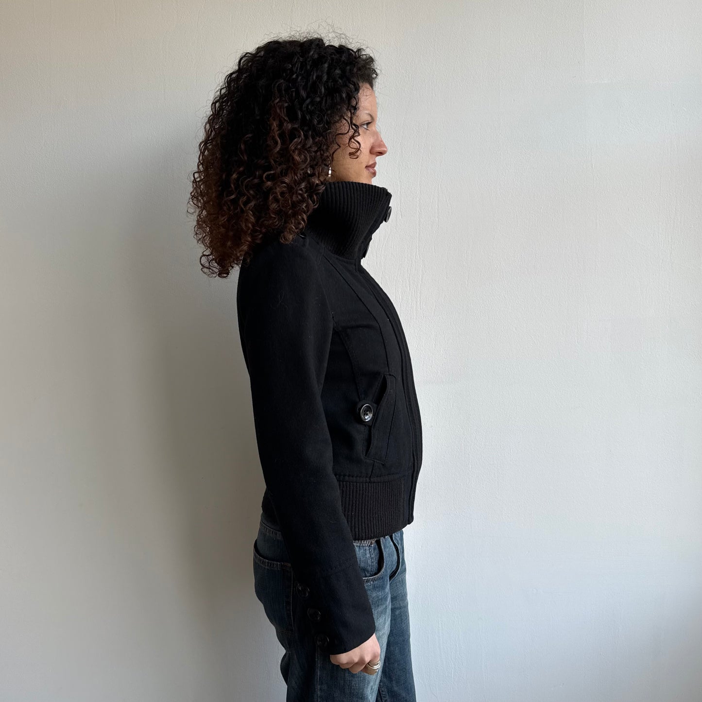 Black cargo wool bomber - Size M