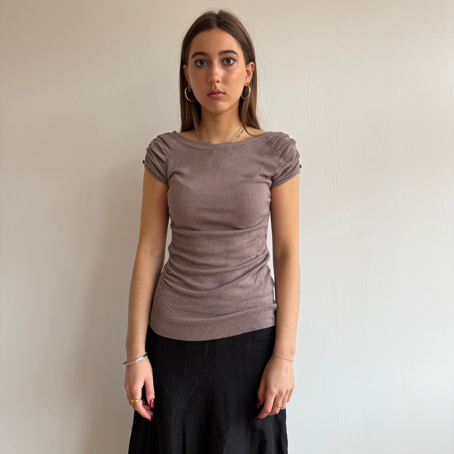 Taupe button knit - Size S