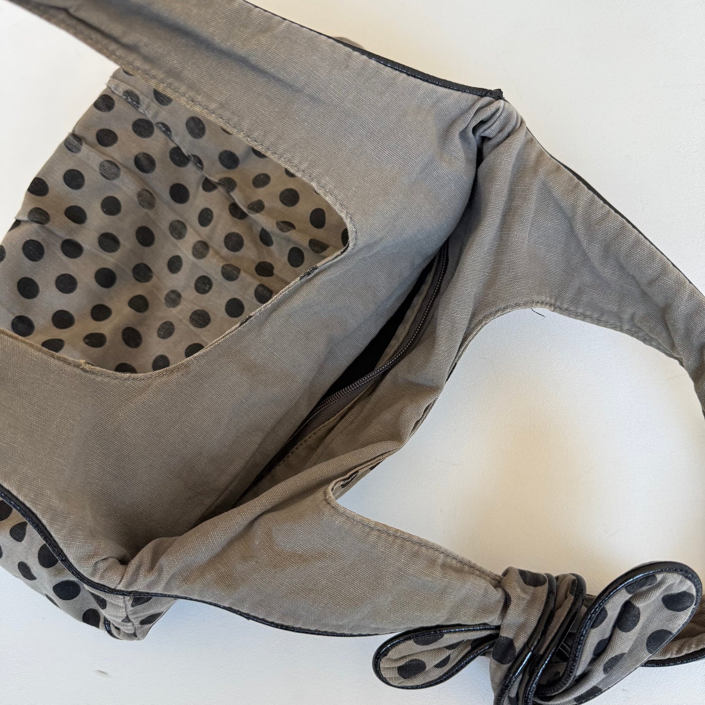 Khaki polka dot bag - OS