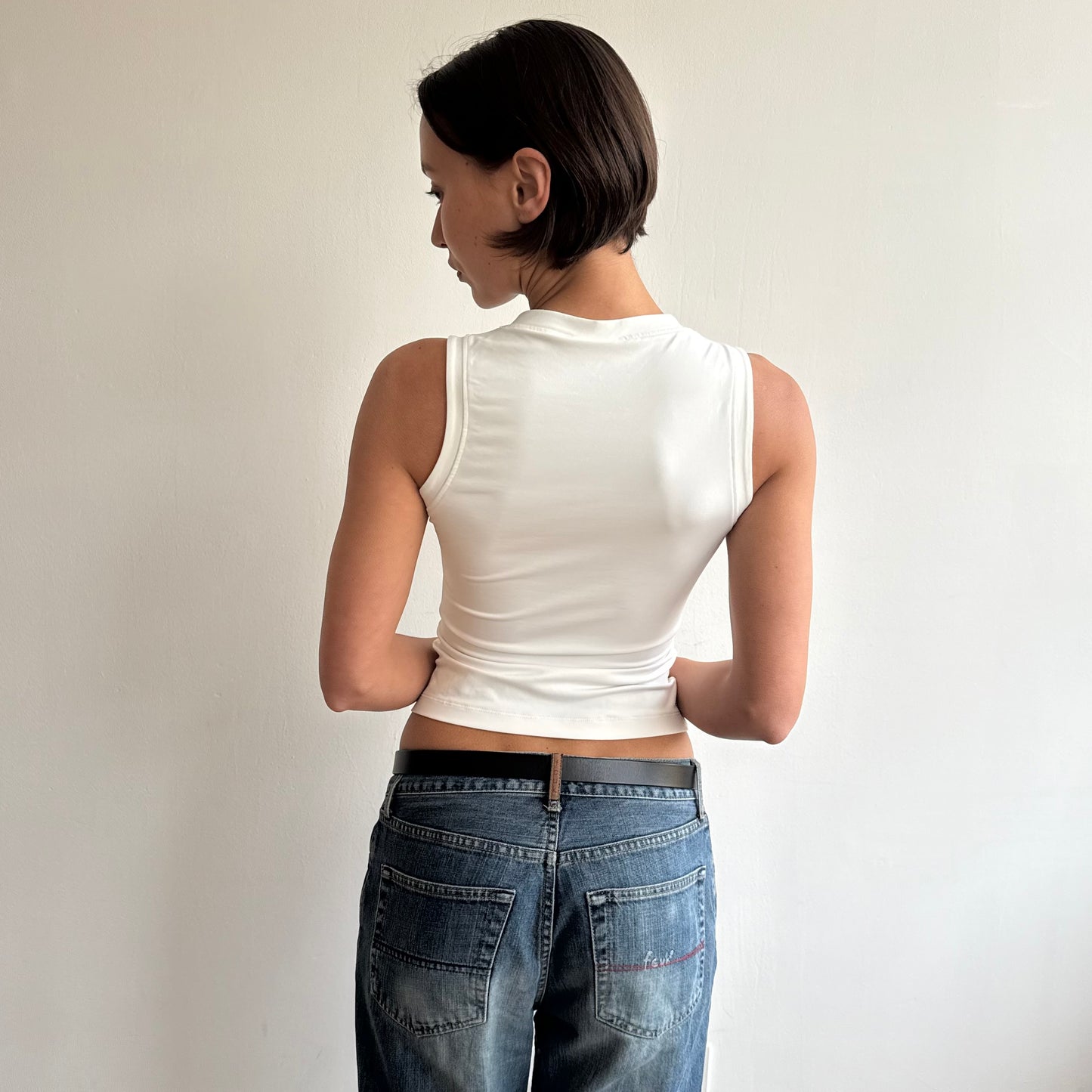 White Adidas v-neck top - Size S