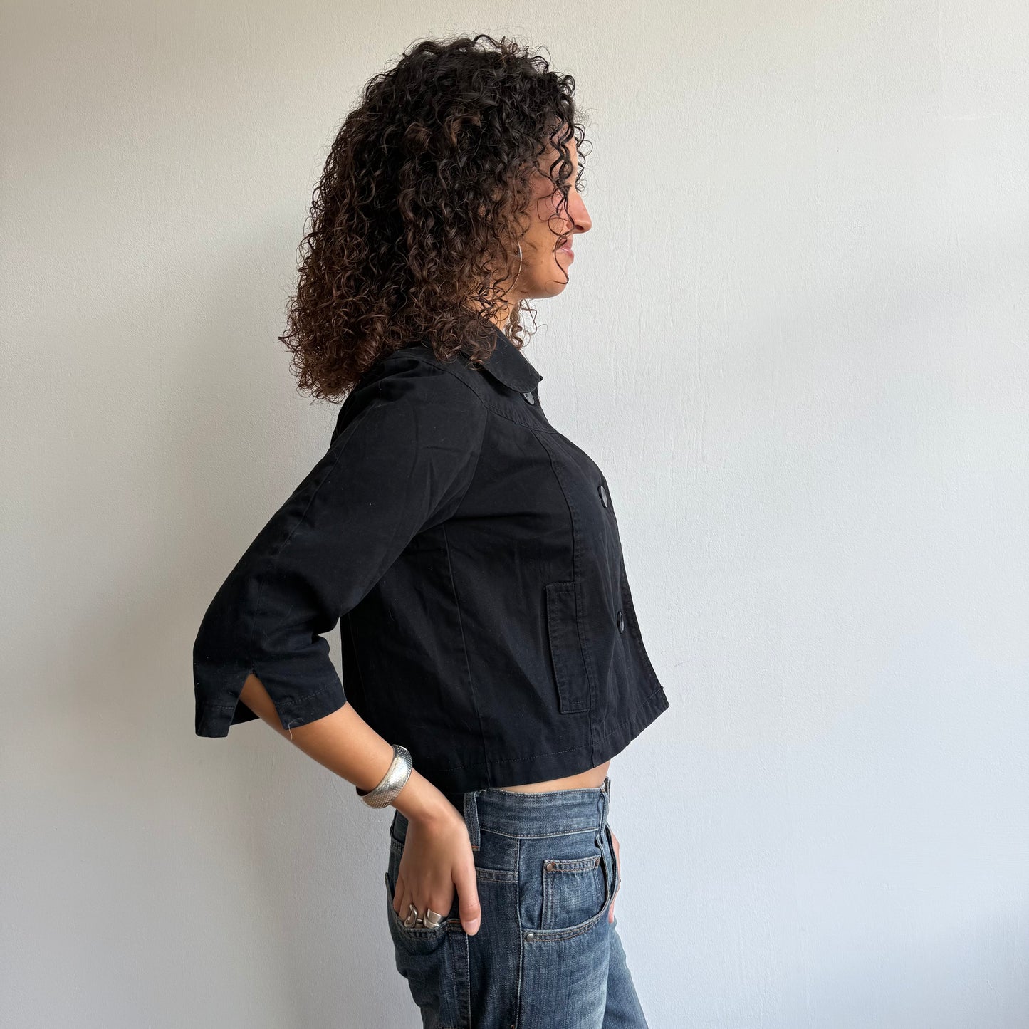 Black 3/4 sleeve jacket - Size S