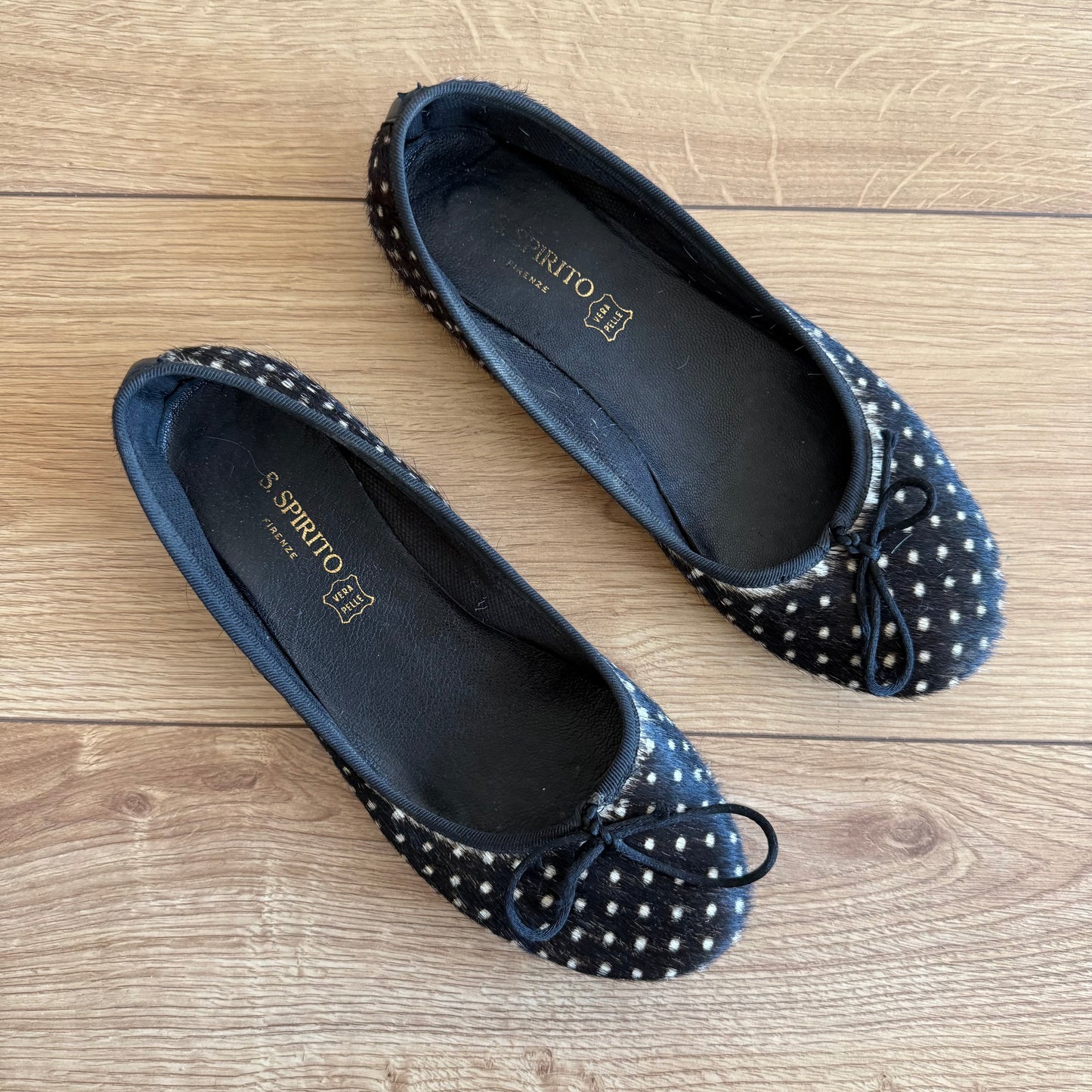 Polka dot pony hair ballet flats - Size 40