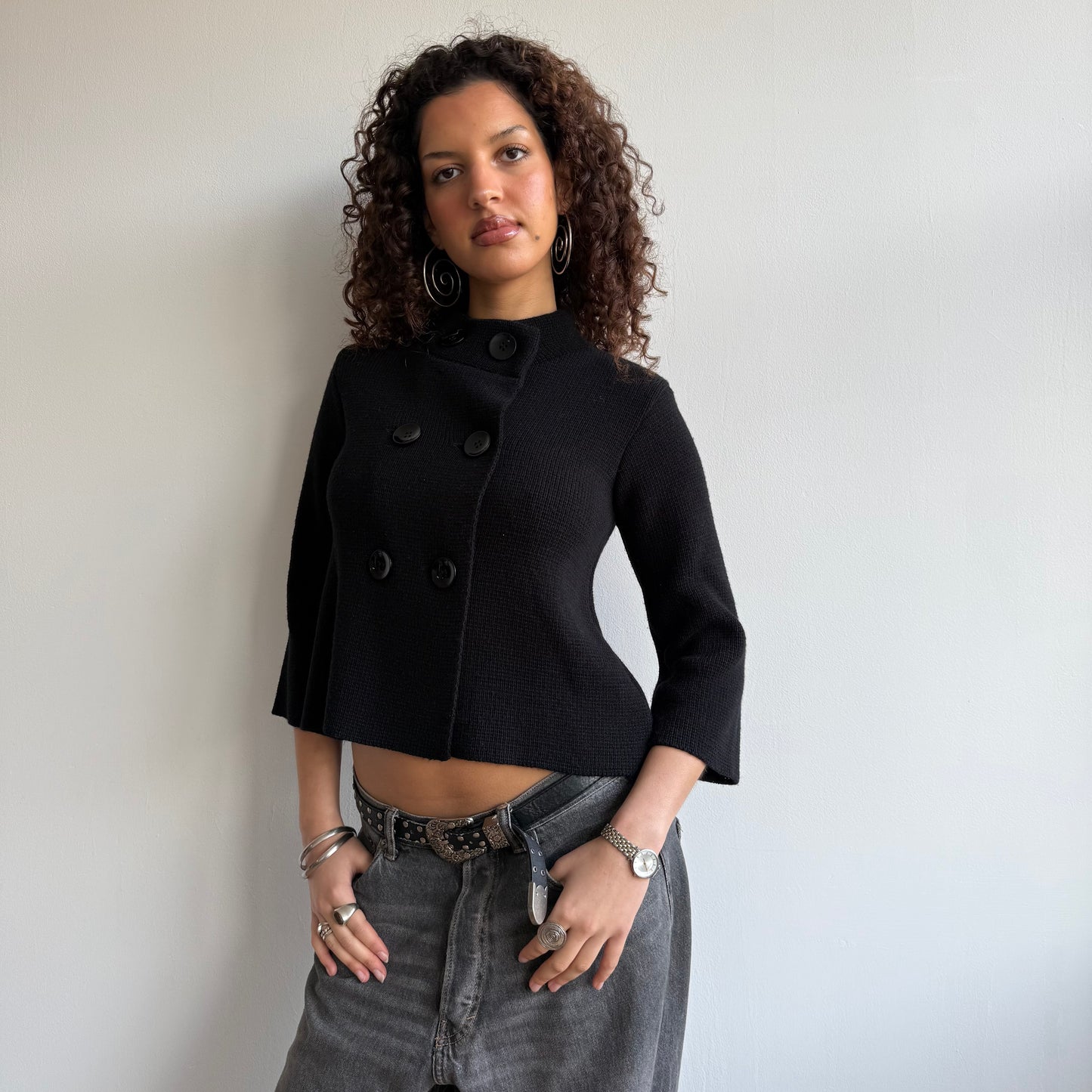 Black knit pea jumper - Size S