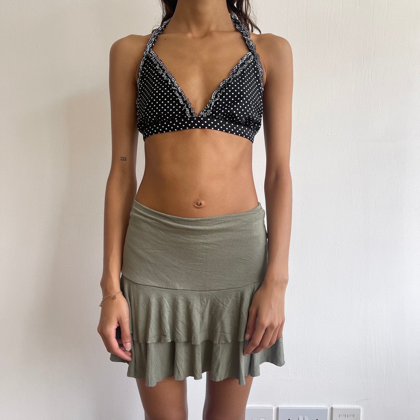 Black gingham polka dot bikini - Size M