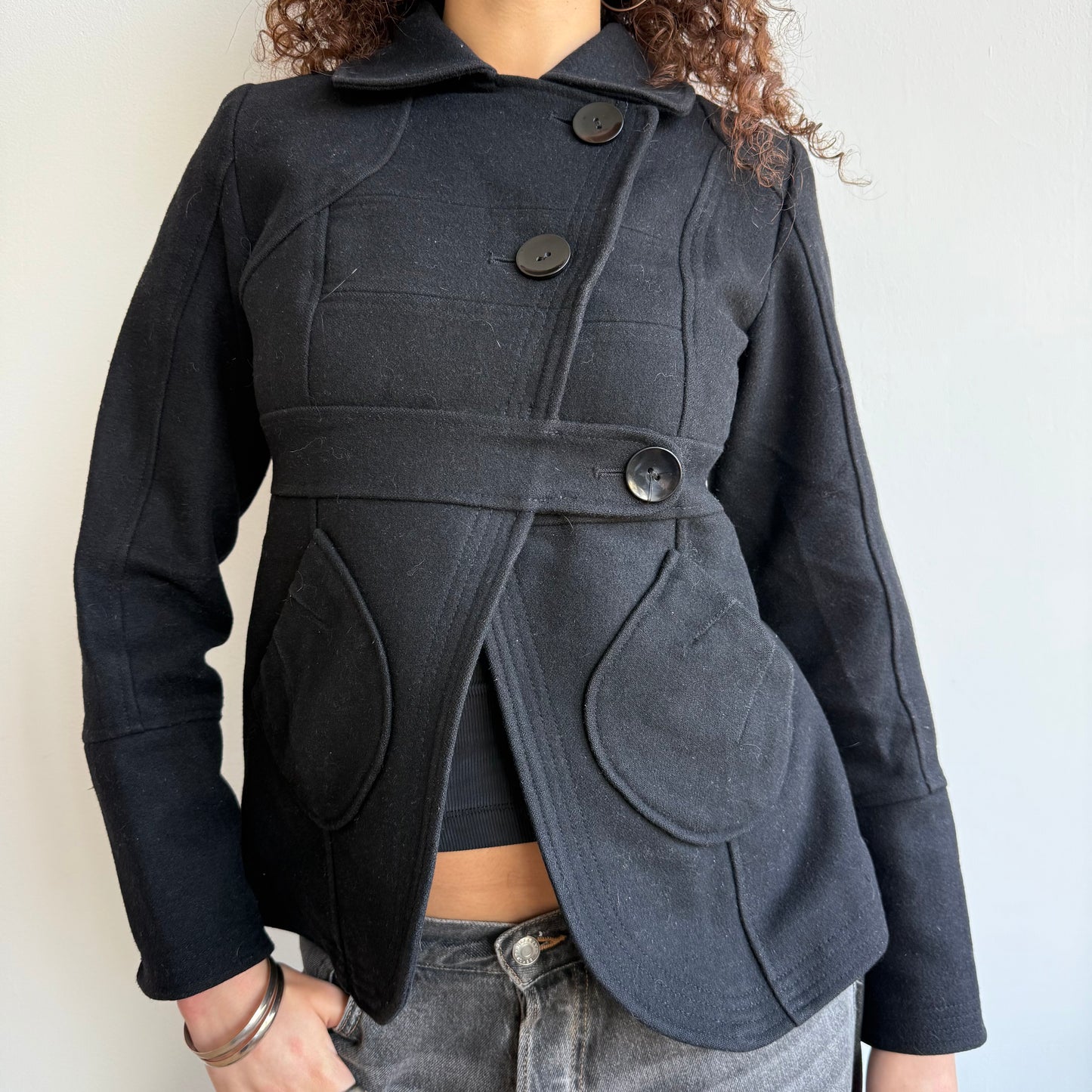 Black asymmetric coat - Size S