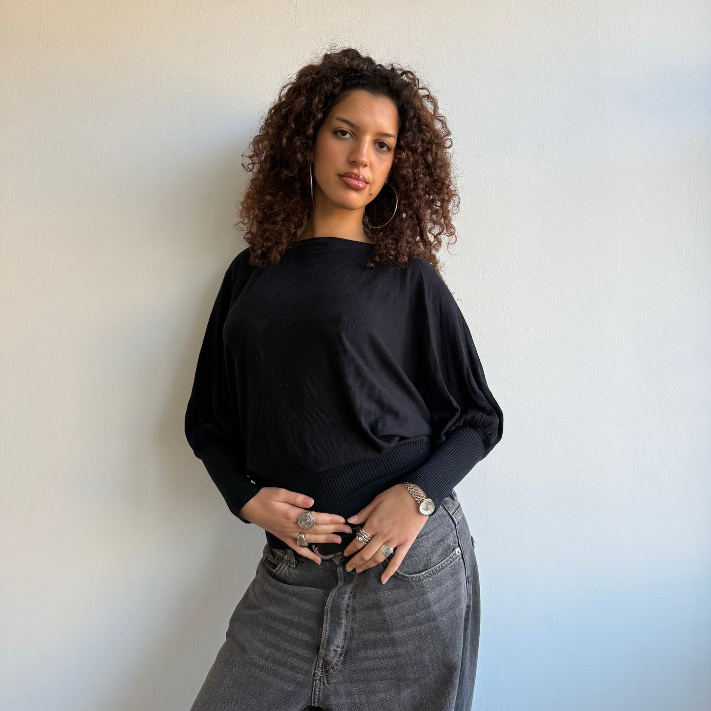 Black slouchy knit - One Size