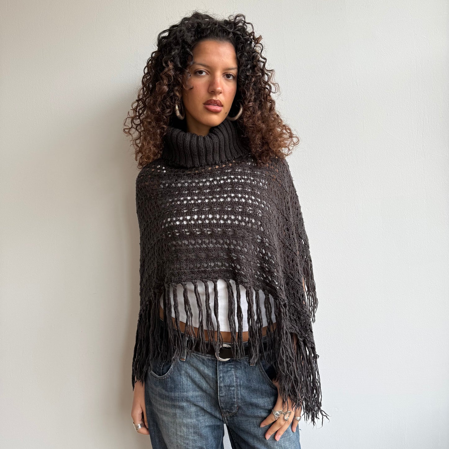 Brown knit poncho - One Size
