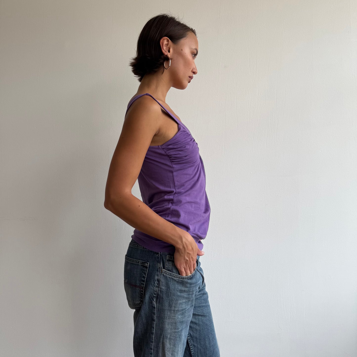 Purple cinched hem top - Size S