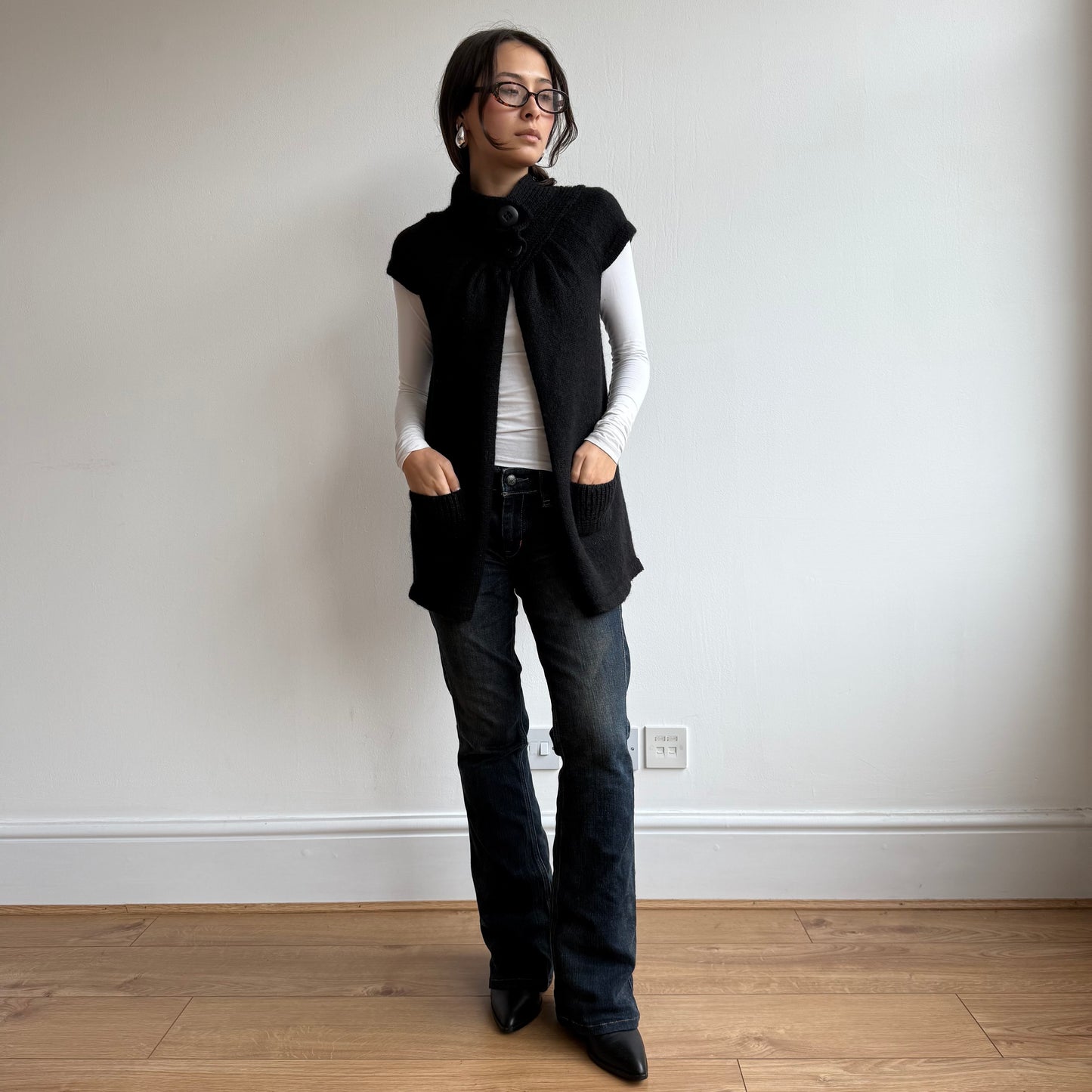 Black knit gilet - Size M