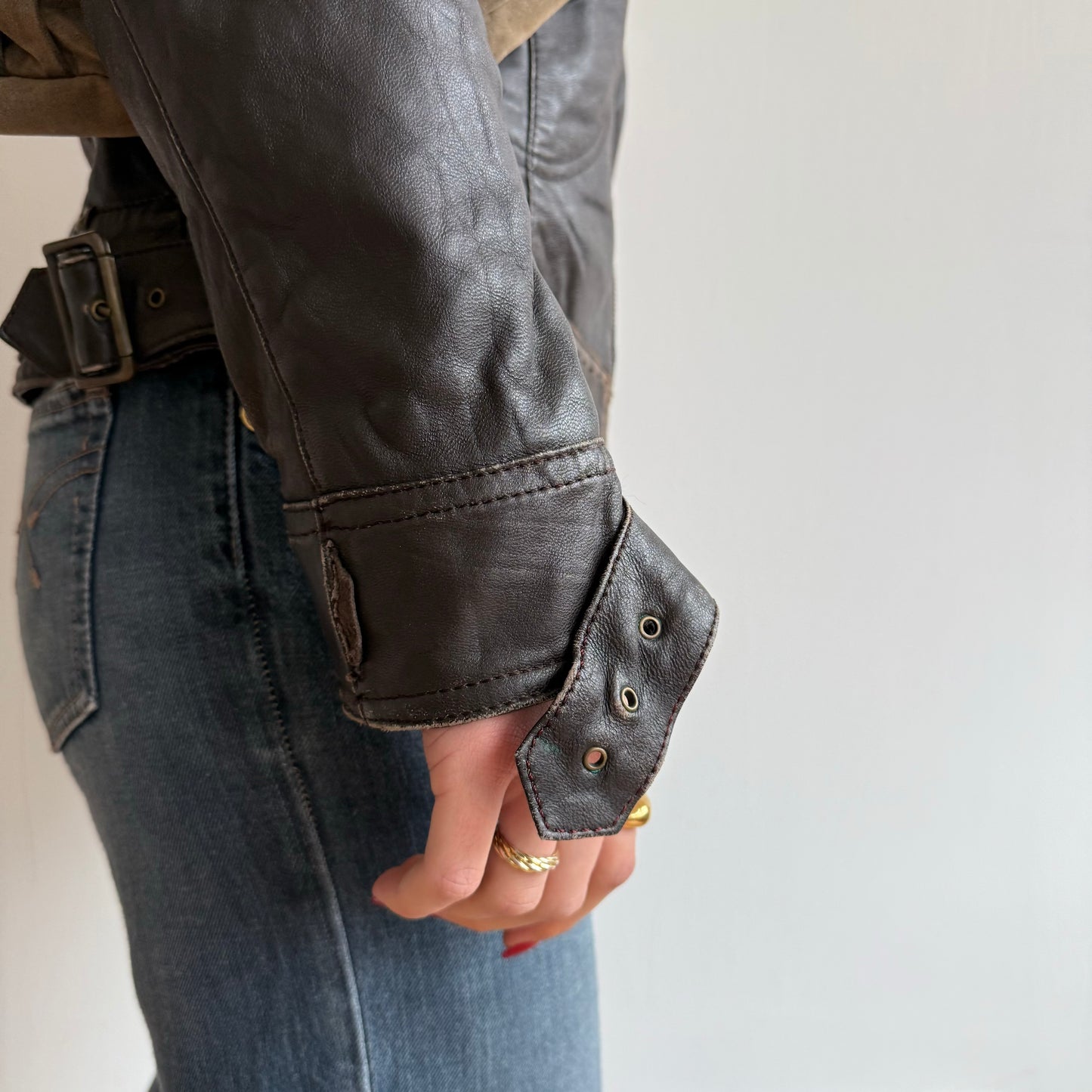 Brown leather jacket - Size M