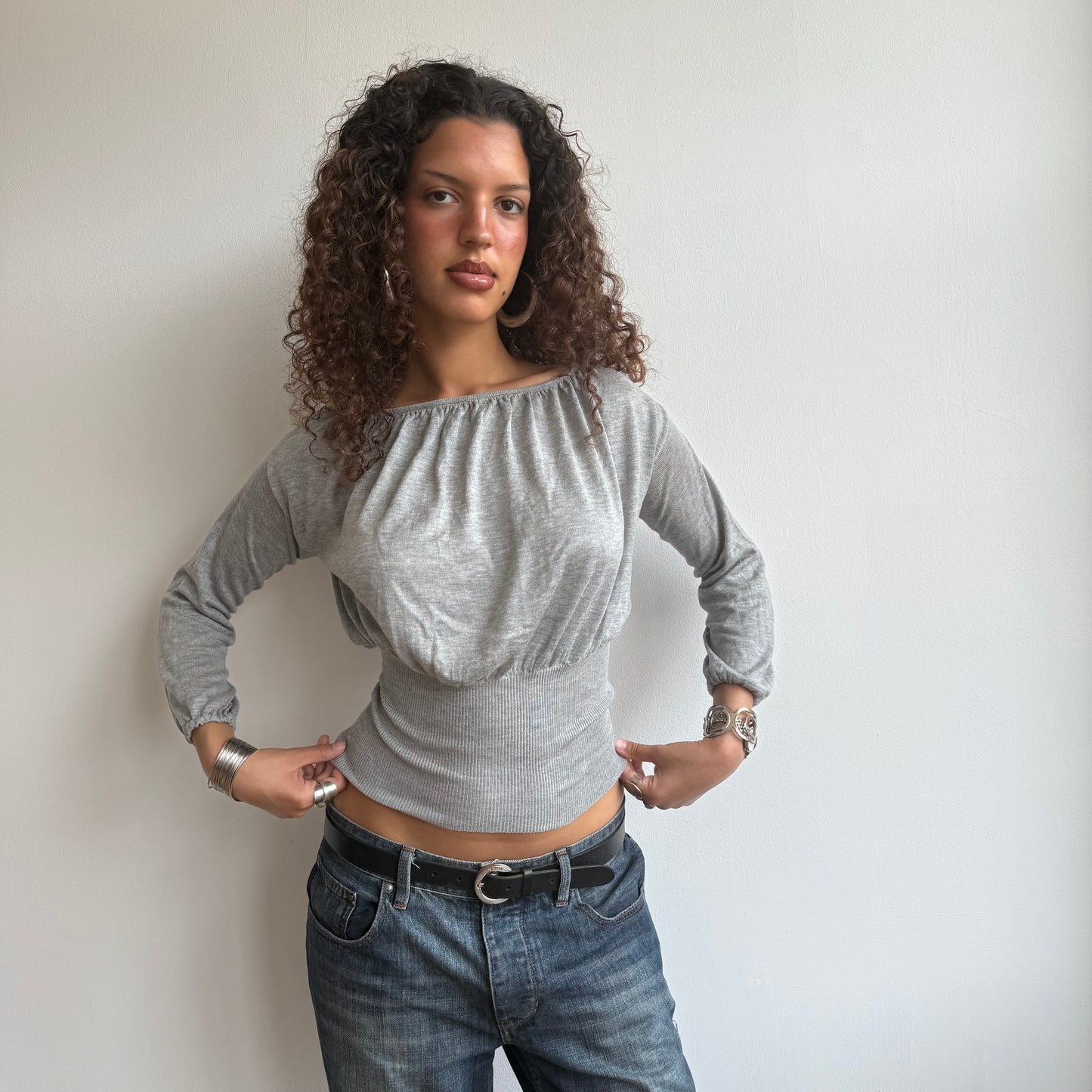 Grey slouchy keyhole knit - Size S