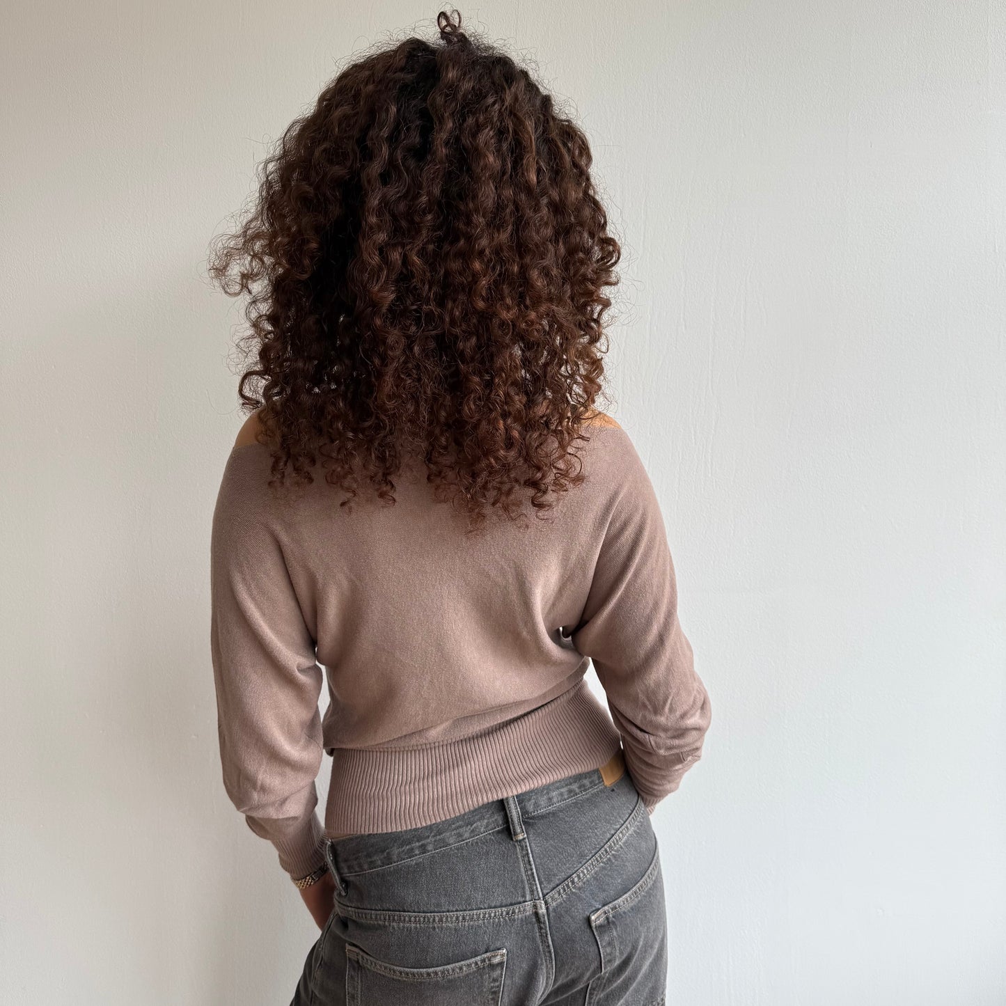 Beige slouchy knit jumper - Size S-M