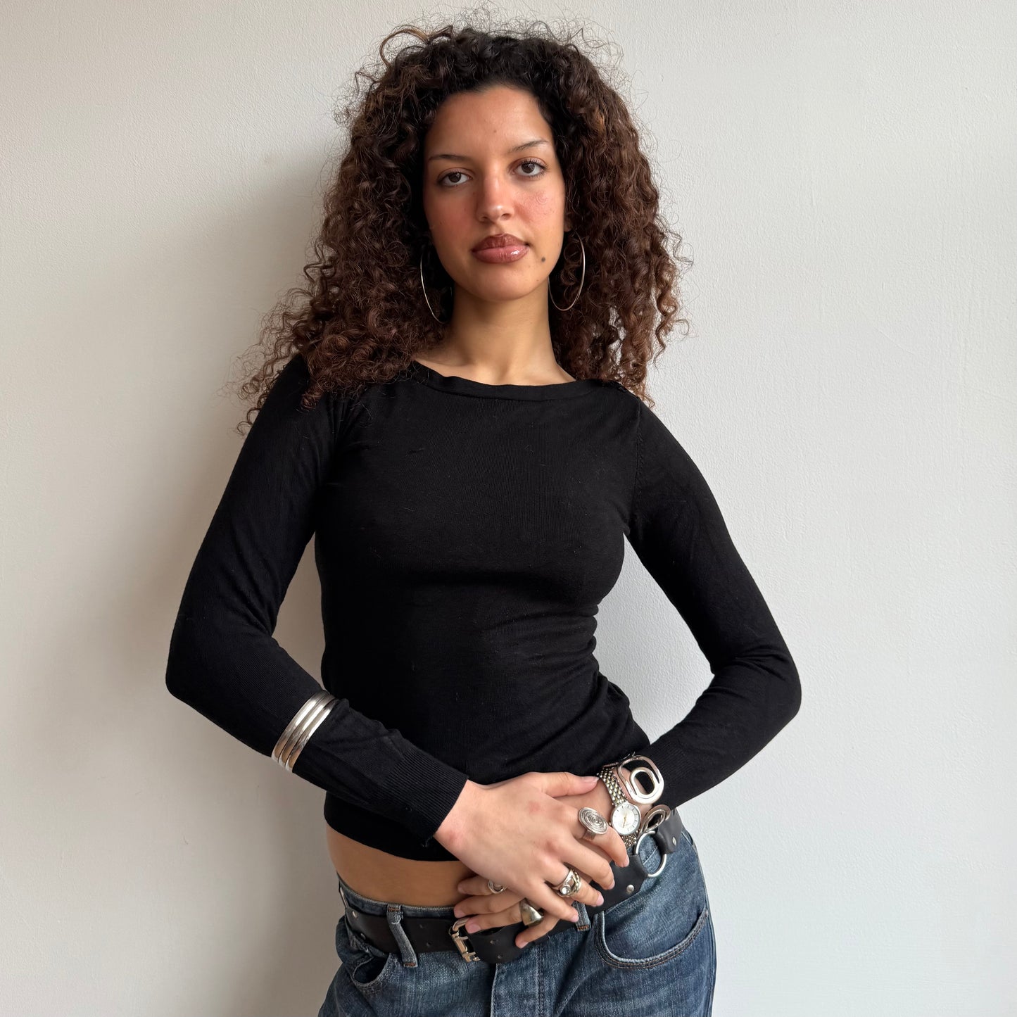 Black boatneck knit - Size S