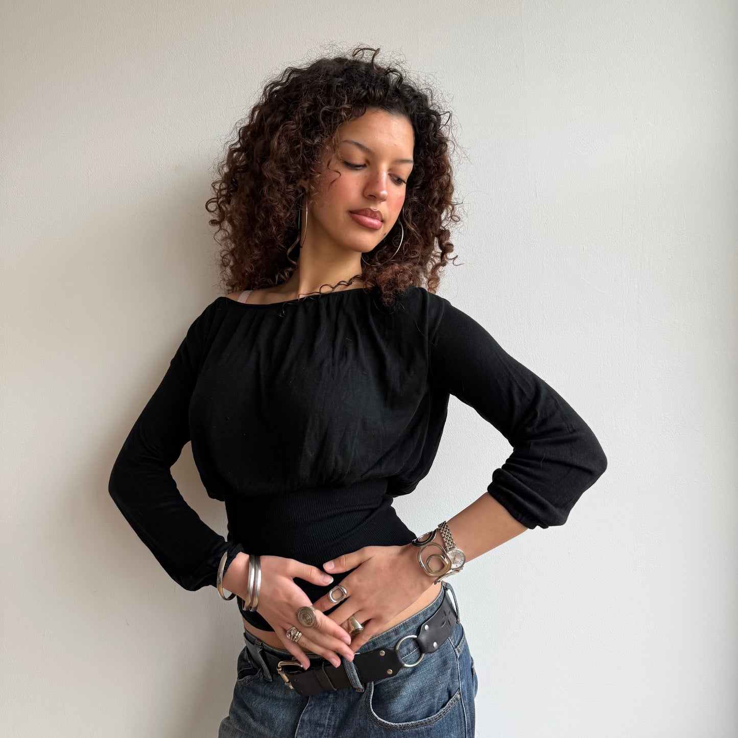 Black slouchy keyhole knit - Size S