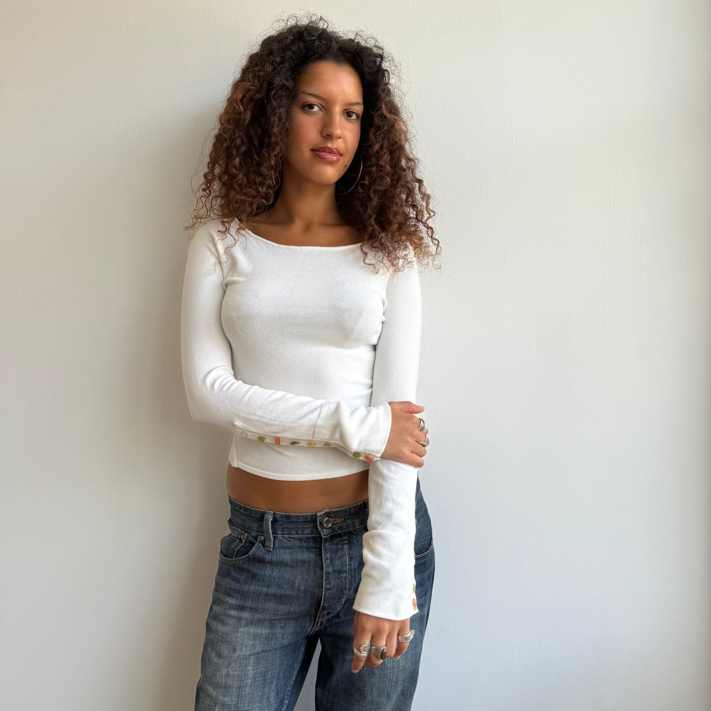 Miss Sixty white button knit -Size S