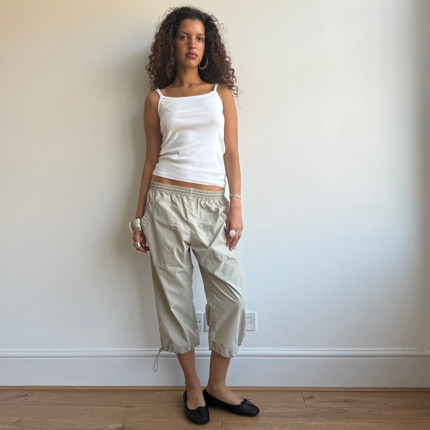 Beige Adidas cargo capris - Size M