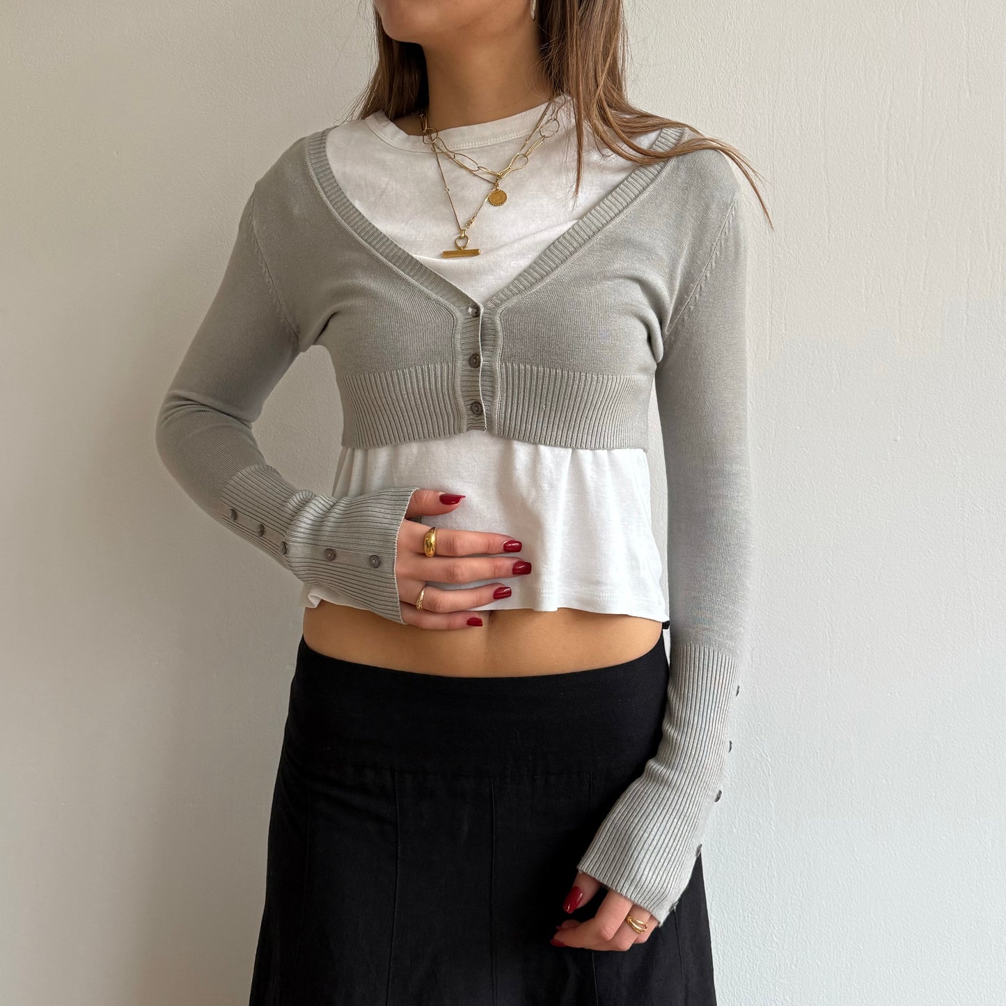 Cropped grey cardigan - Size S