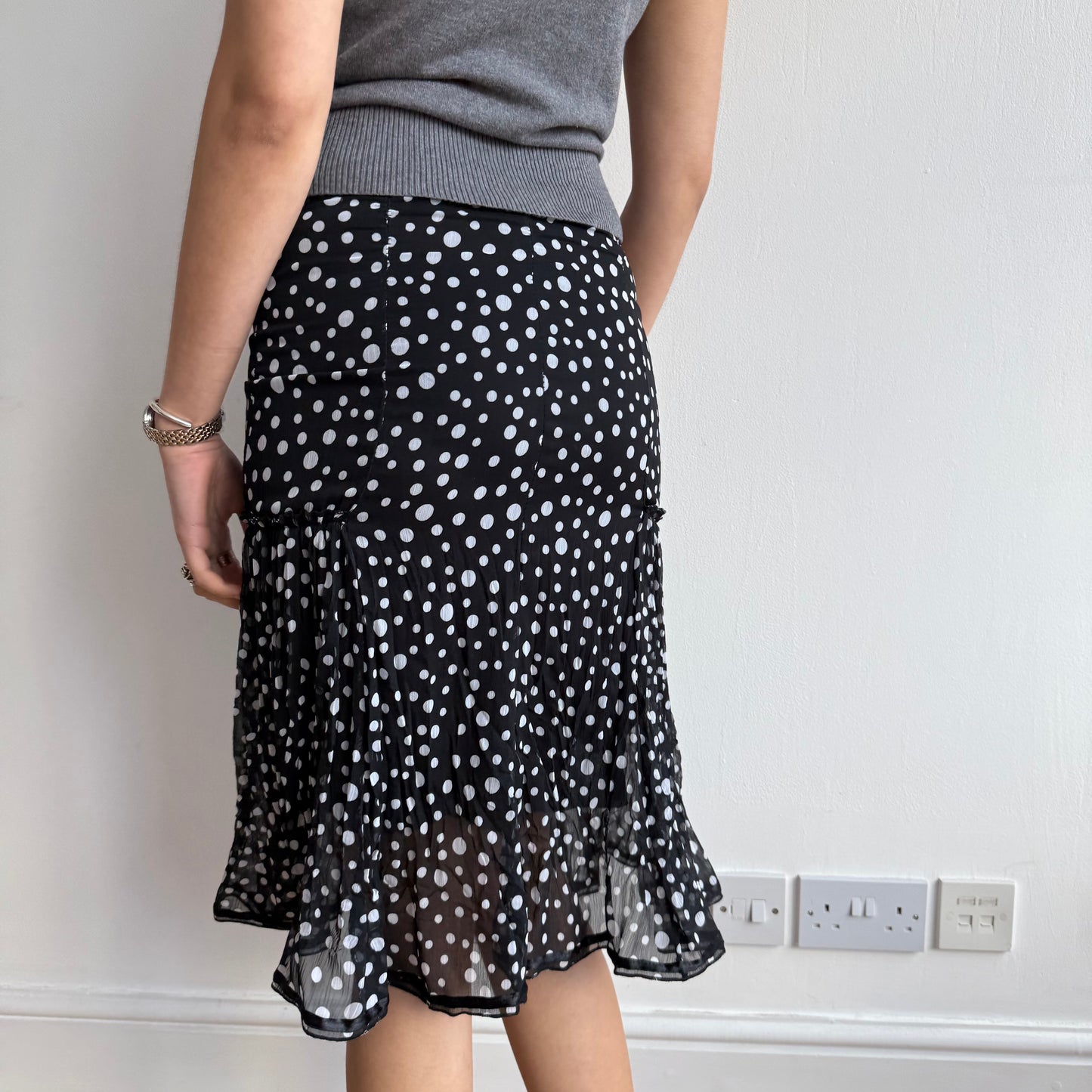 Black ruffle polka dot skirt - Size XS
