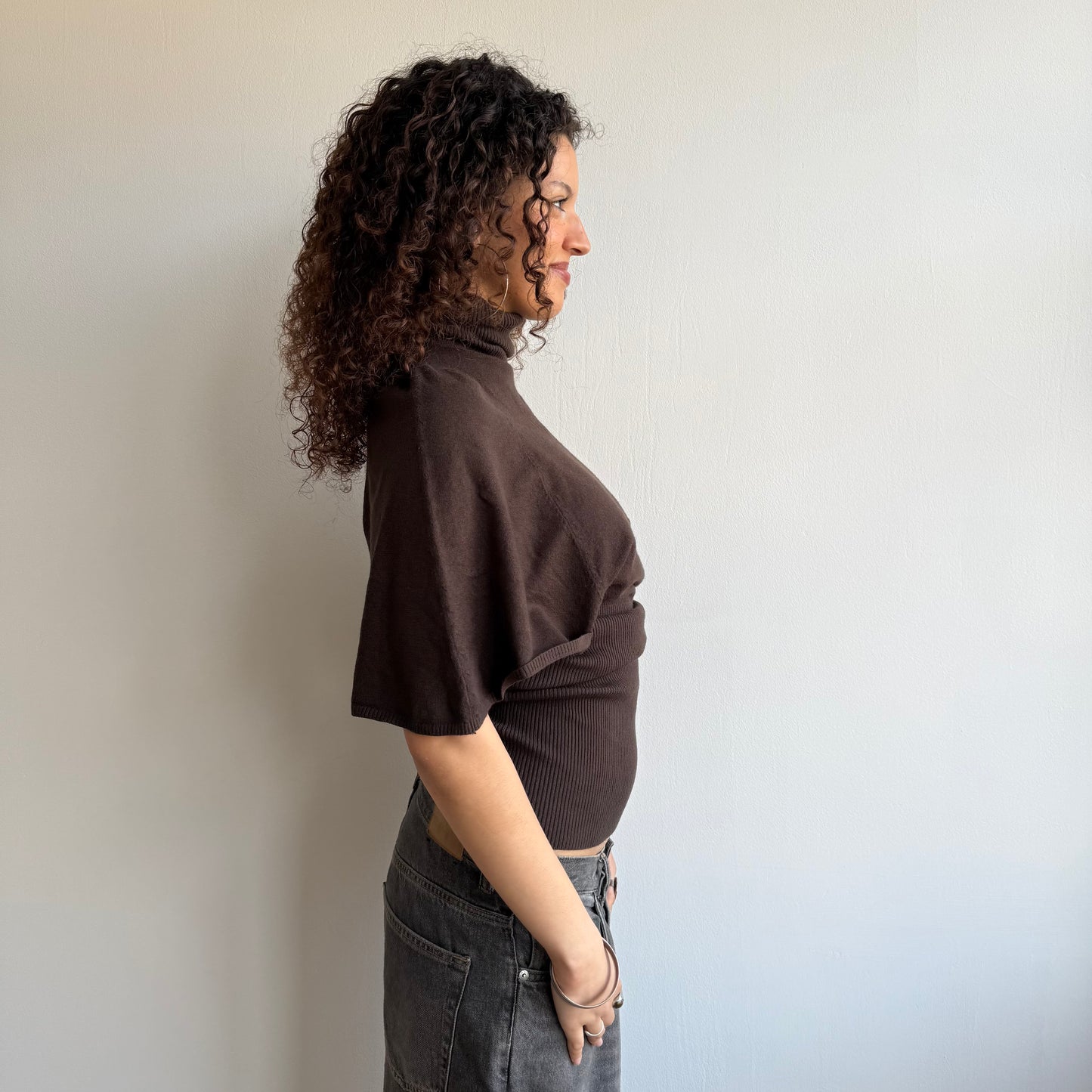Brown slouchy roll neck - Size M