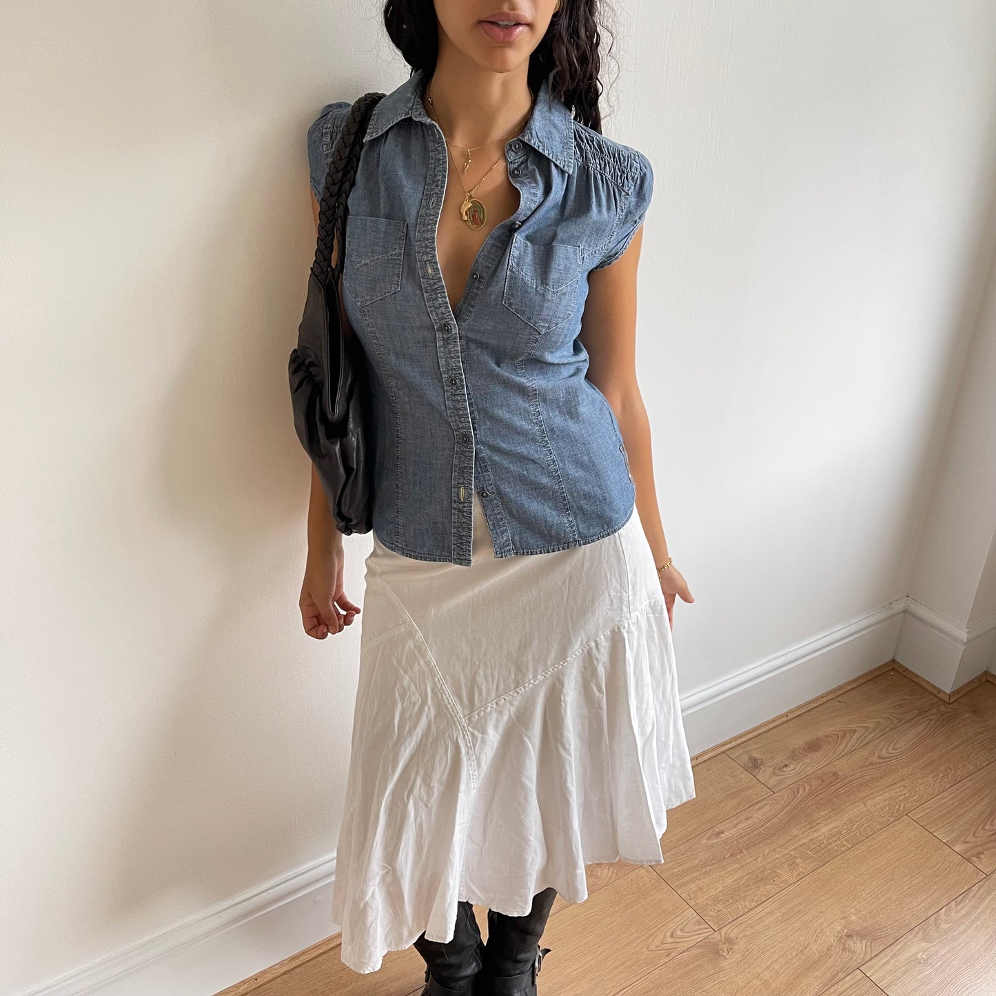White linen midi skirt - Size S