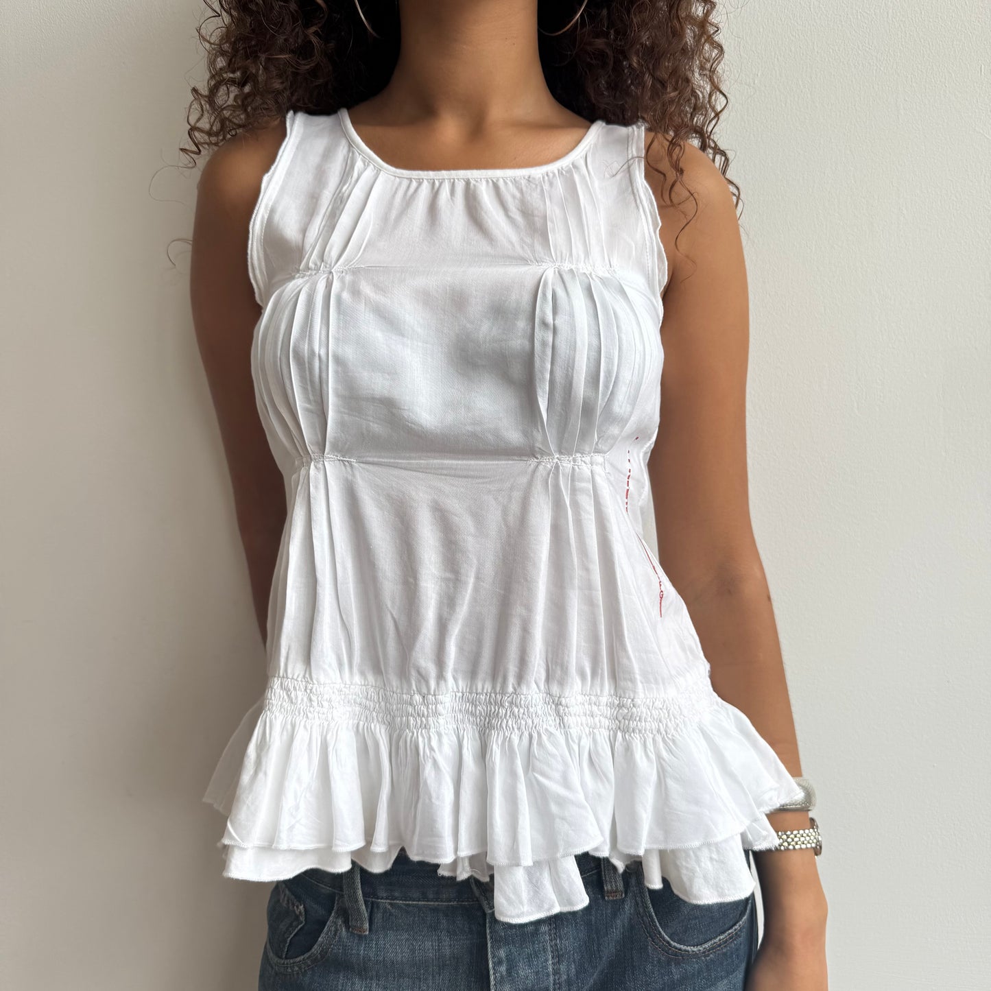 White MFG ruffle top - Size S
