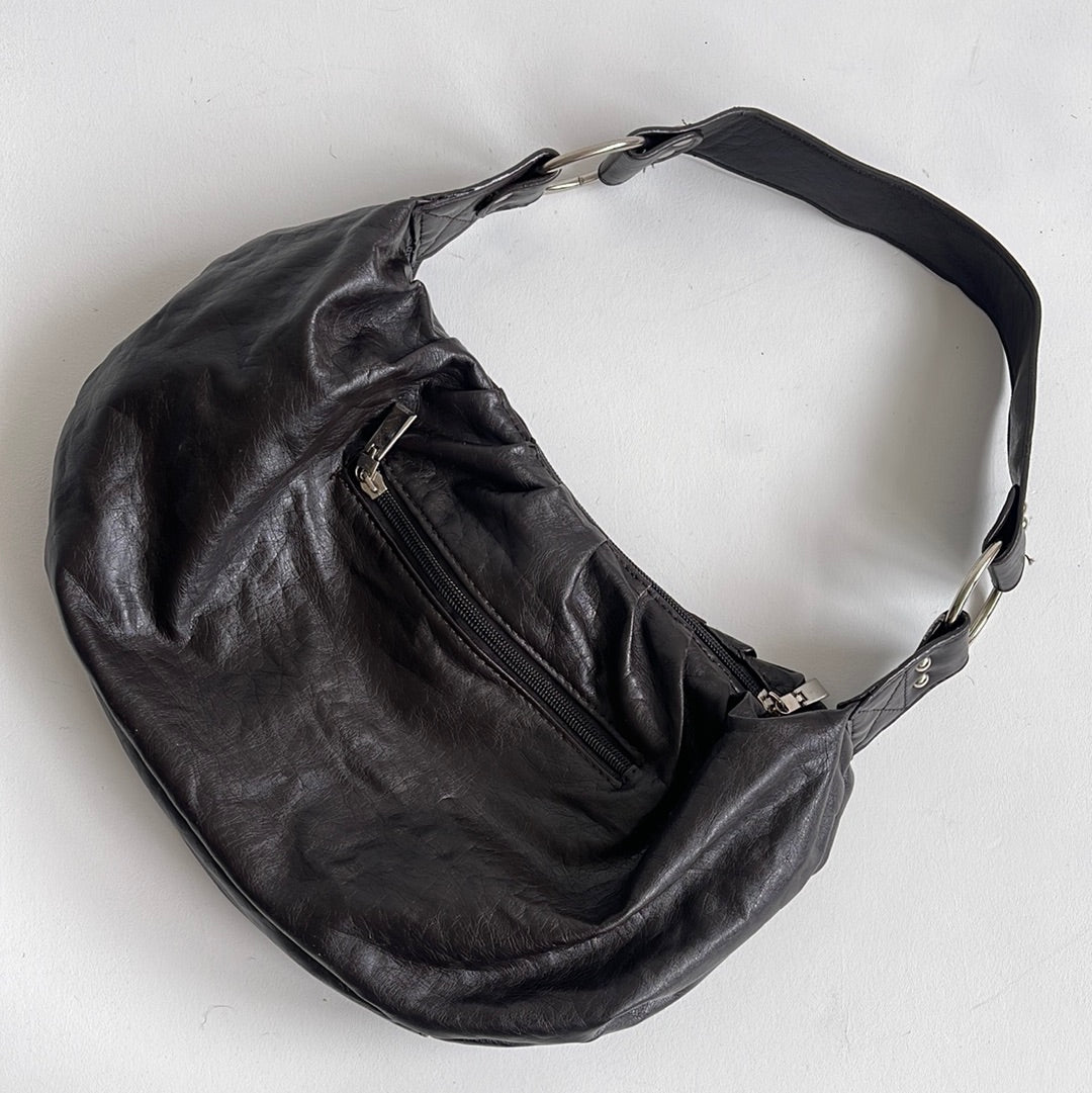 Brown slouchy flower bag - OS