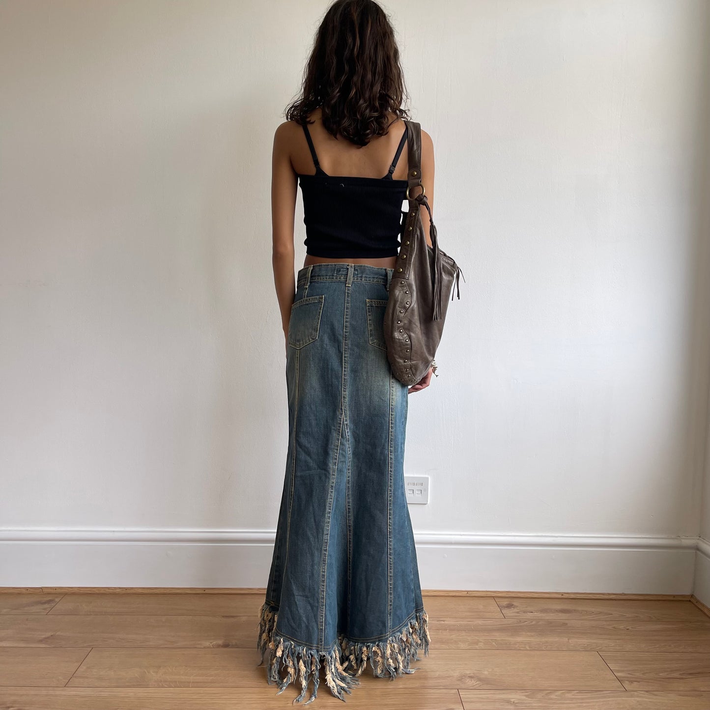Boho studded leather bag