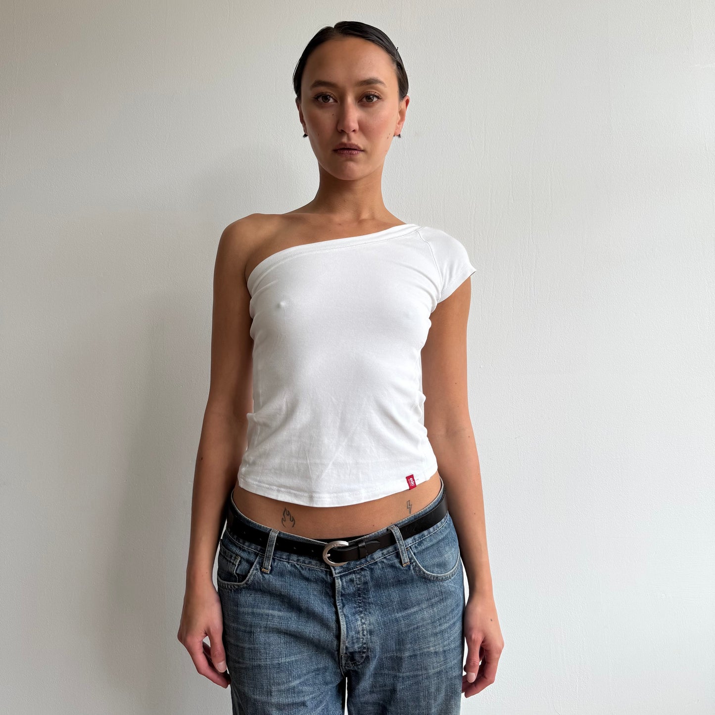 White one shoulder top - Size S