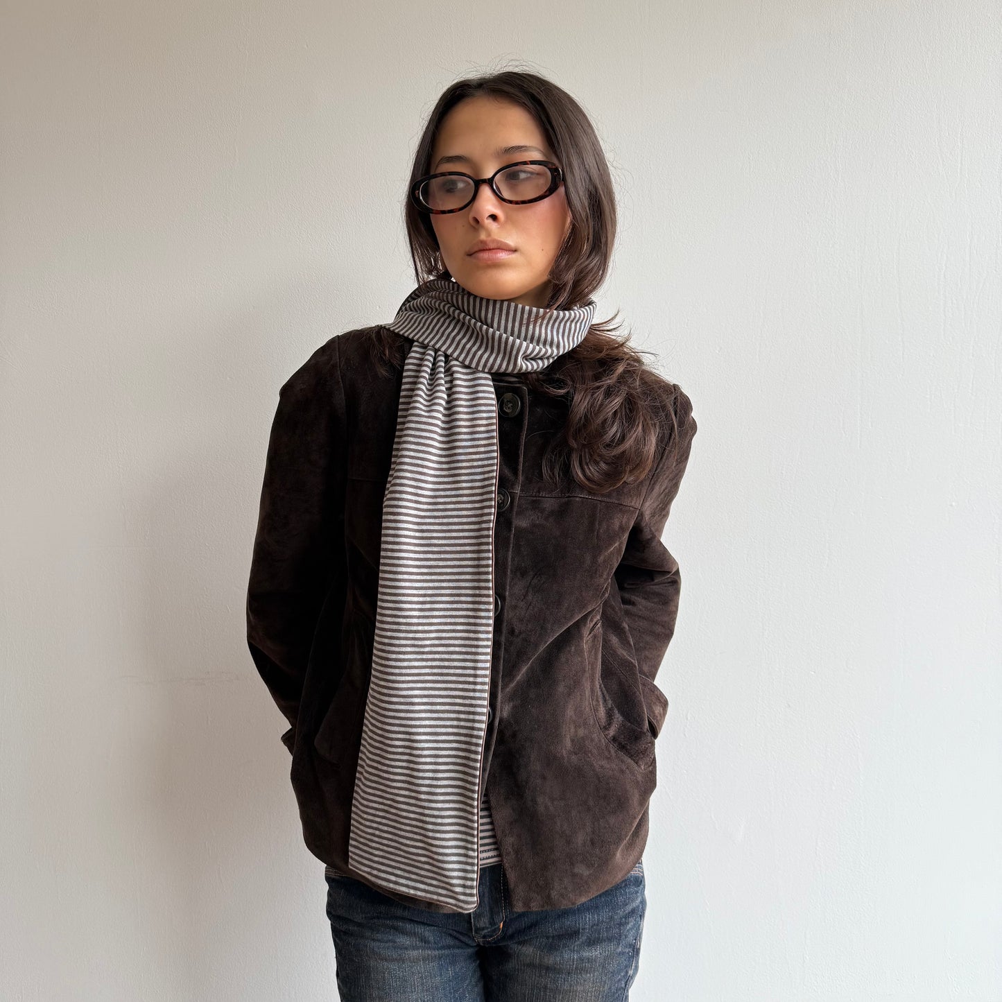 Brown striped scarf - OS