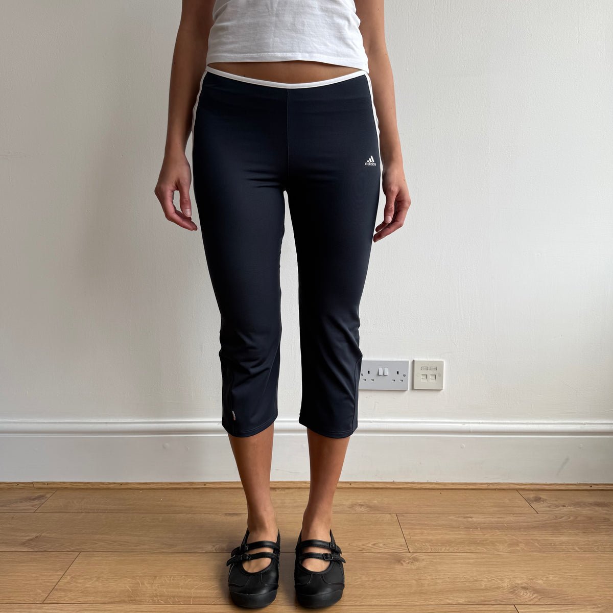 Navy Adidas stripe capris - Size XS
