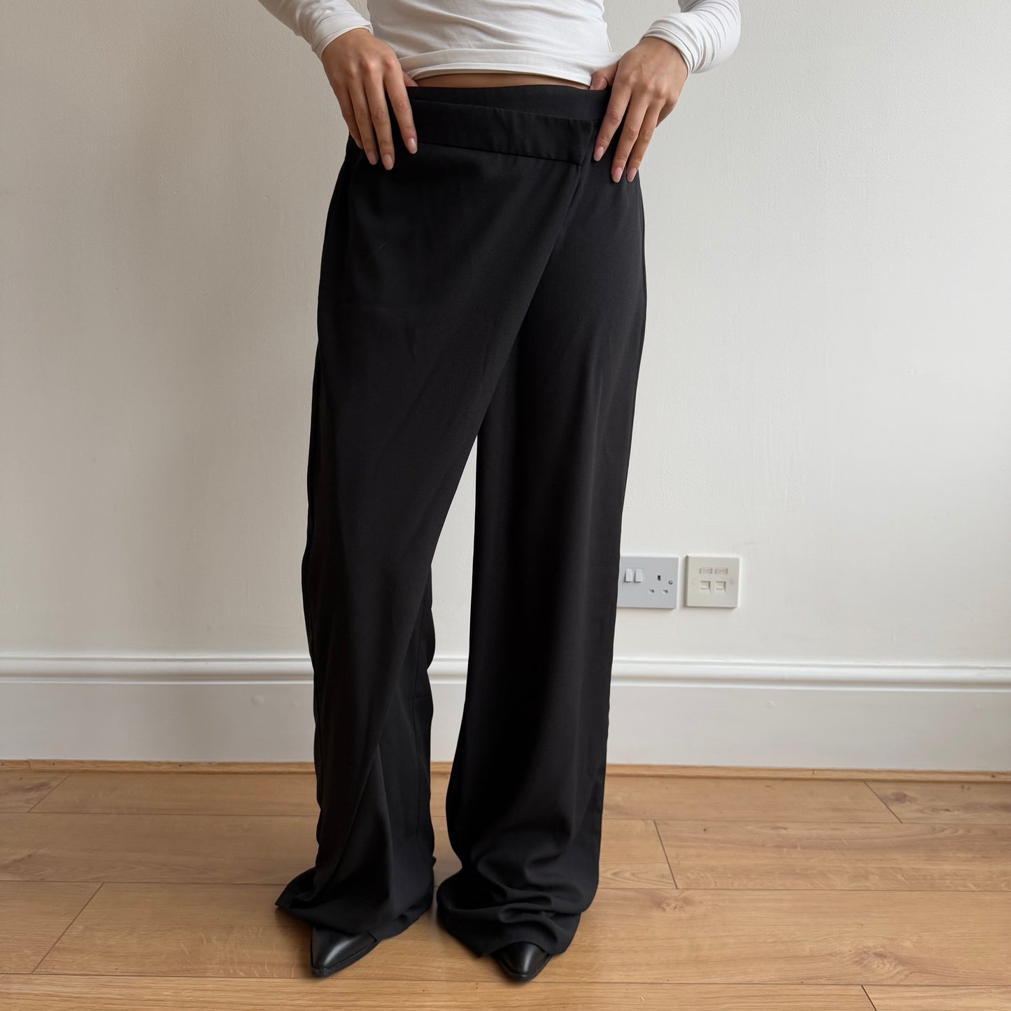 Black wrap front trousers - Size S