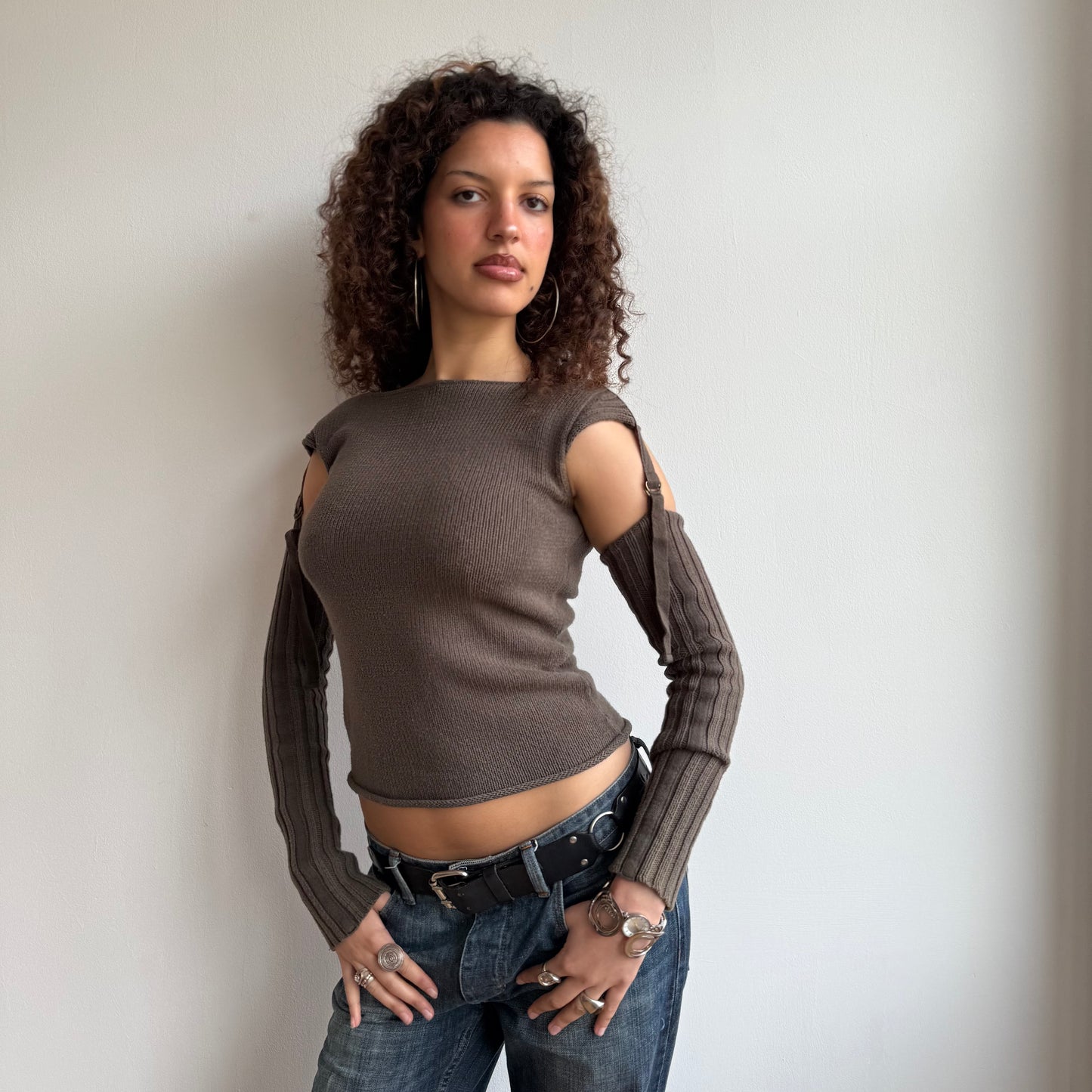 Khaki sleeveless knit - Size S