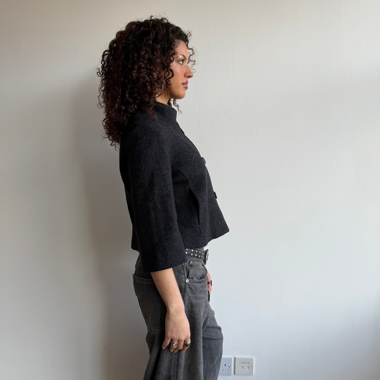 Crop grey wool jacket - Size S