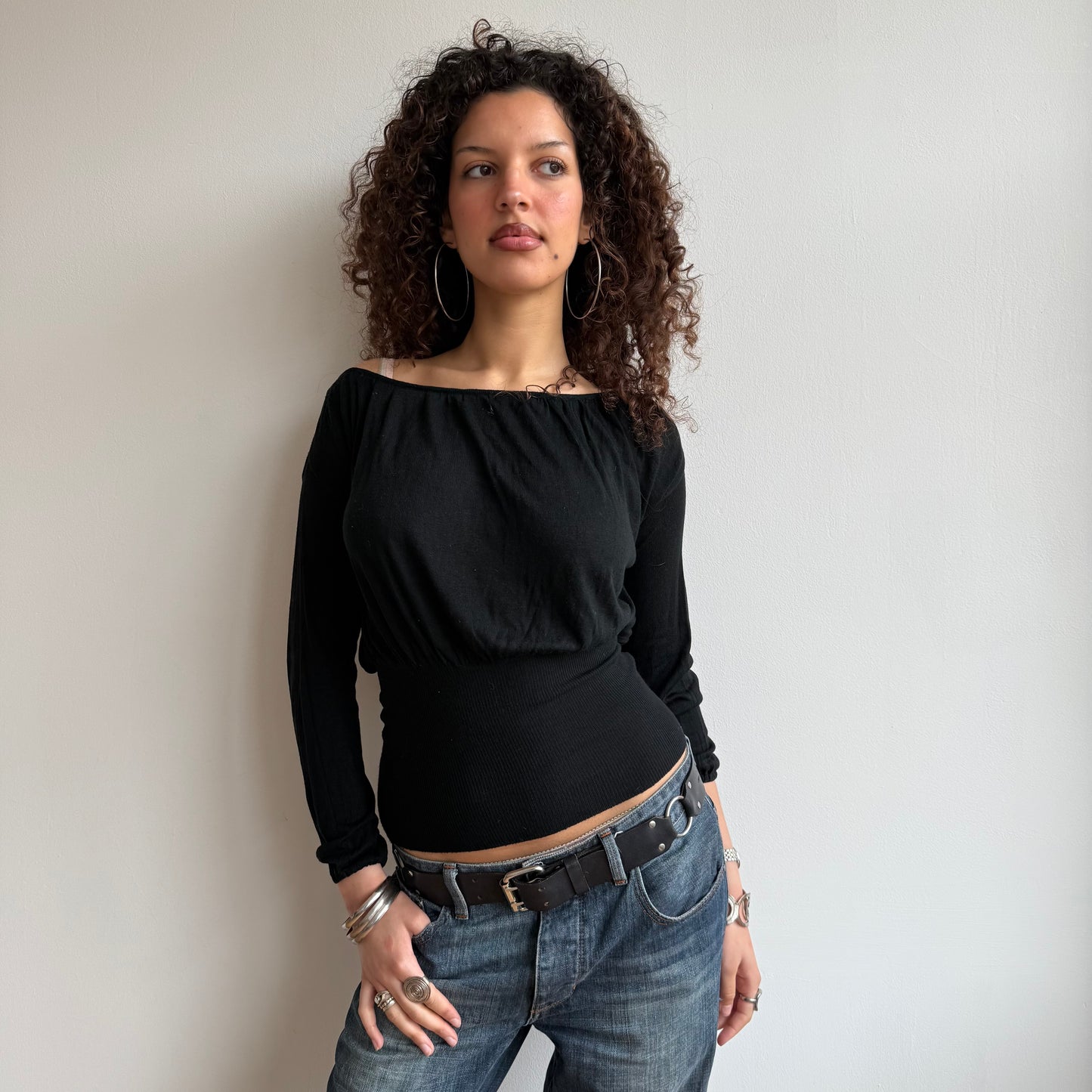 Black slouchy keyhole knit - Size S
