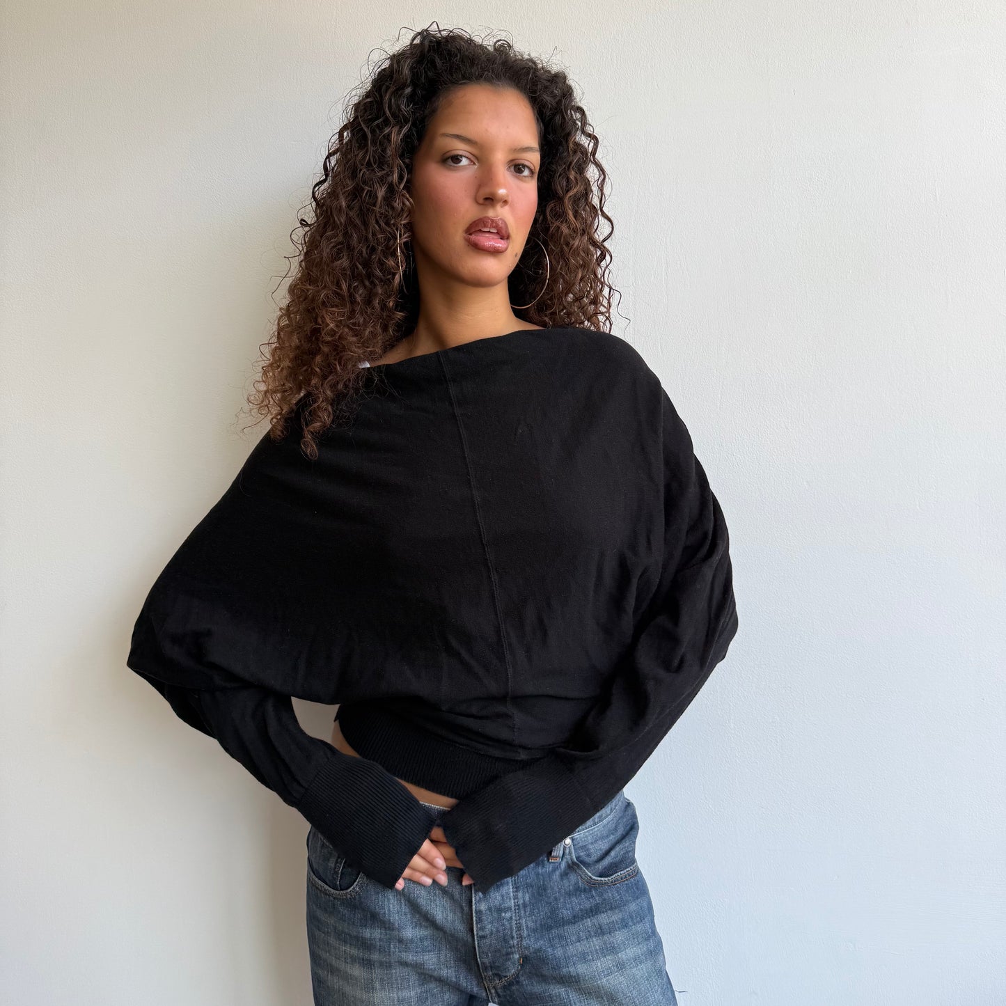 Black slouchy All Saints jumper - Size S