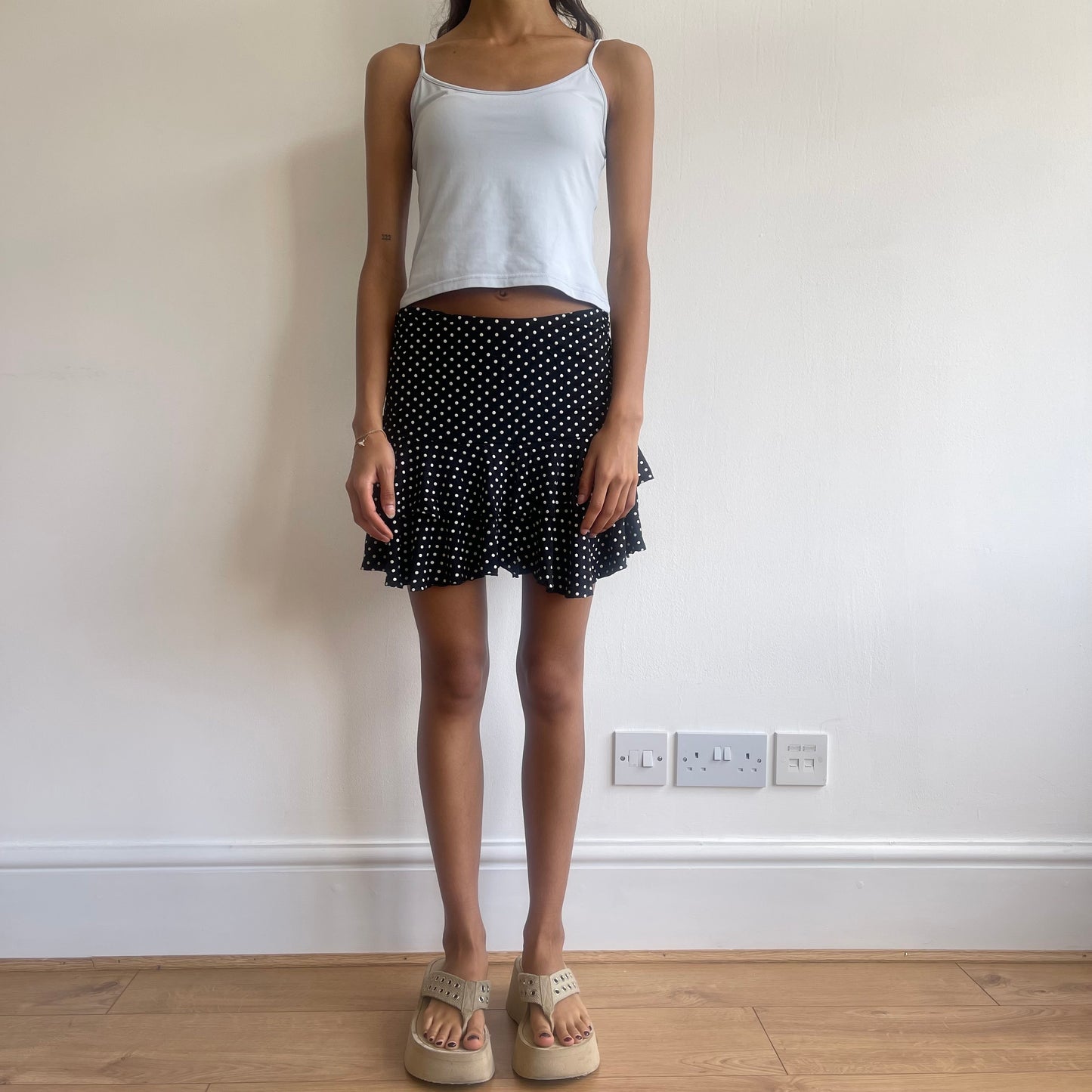 Black polka dot rara skirt - Size S