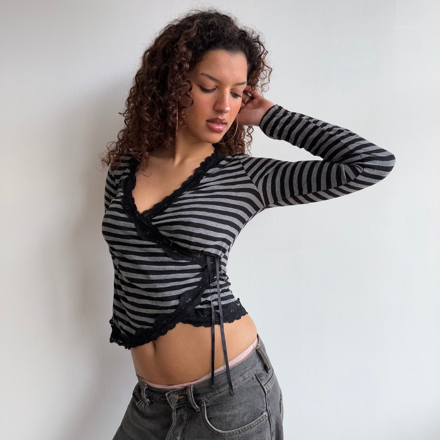 Striped ballet wrap top - Size S