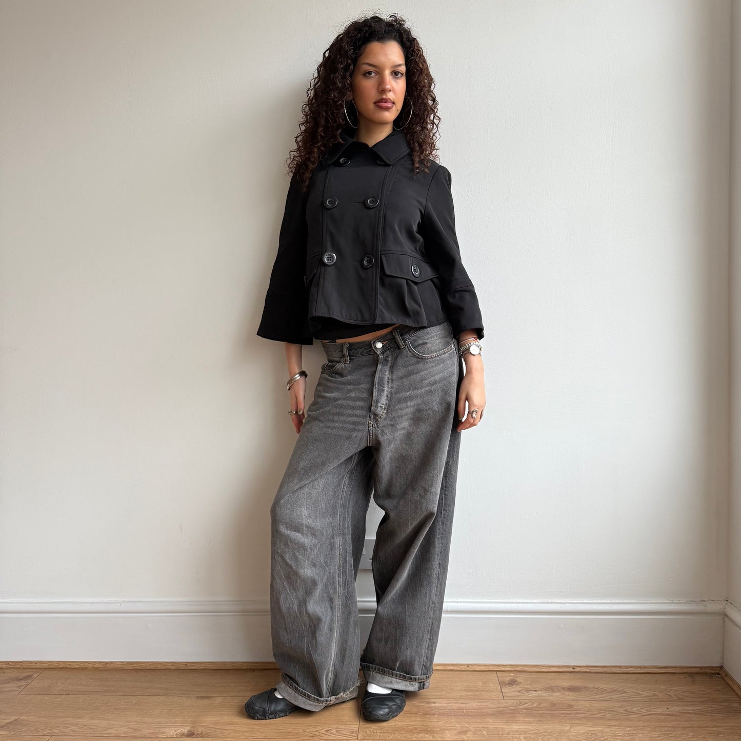 Black peacoat trench - Size S