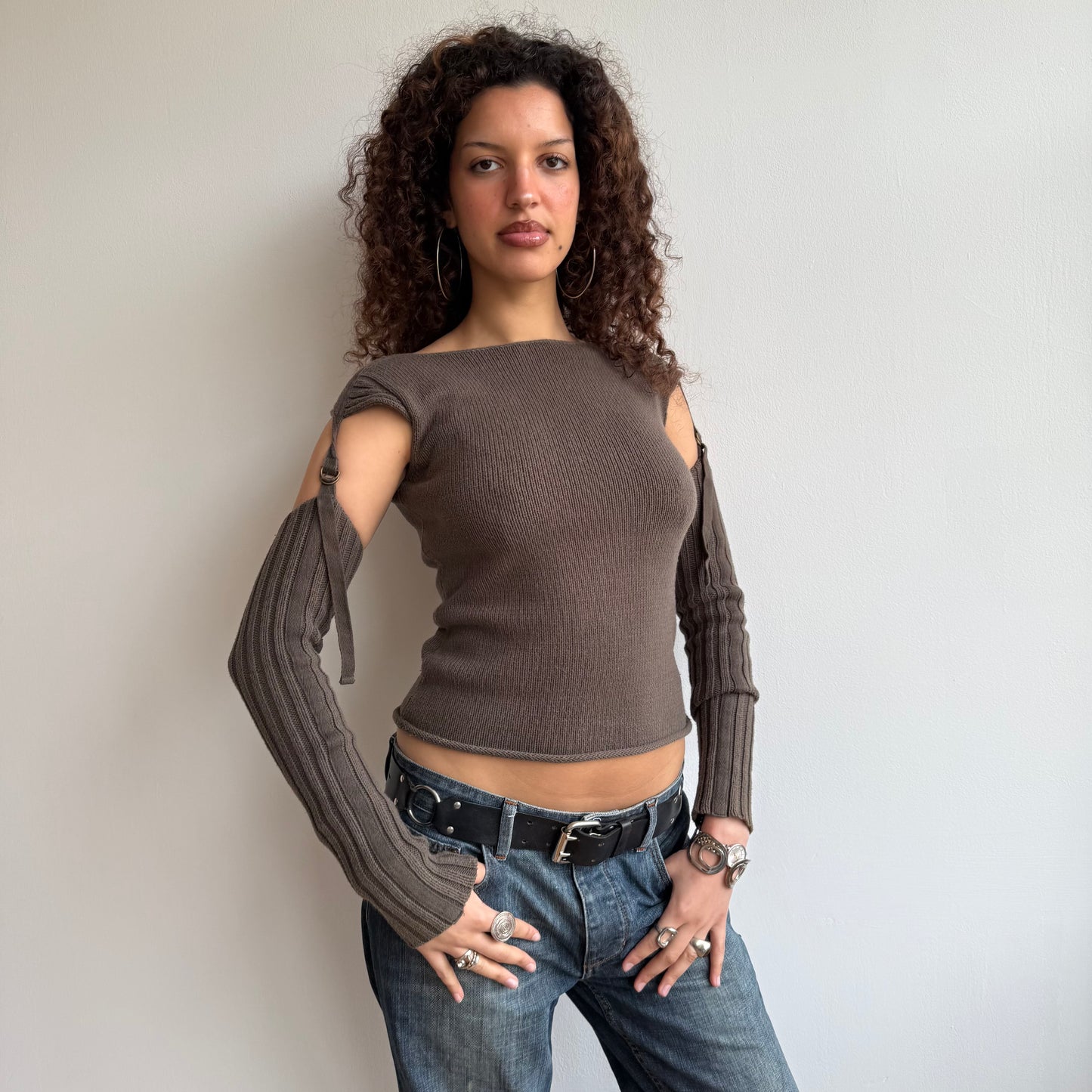 Khaki sleeveless knit - Size S