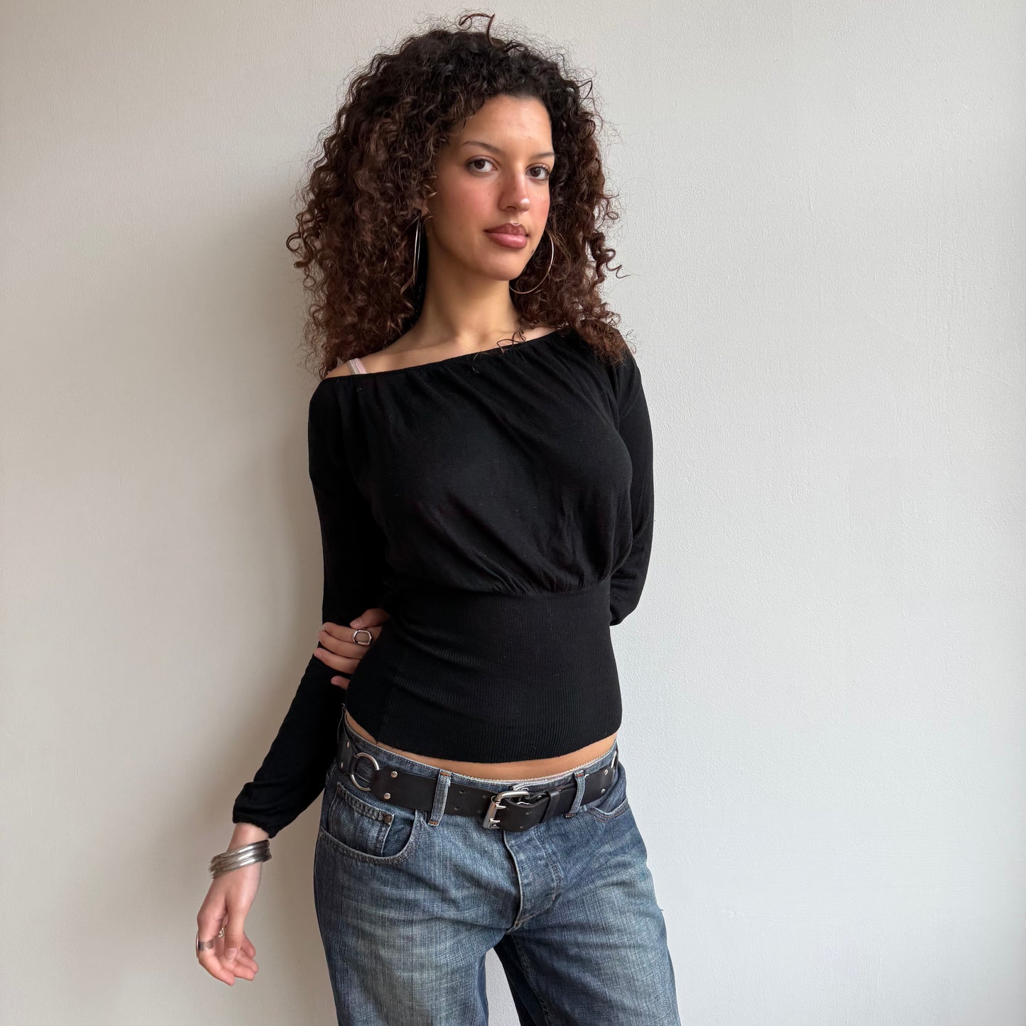 Black slouchy keyhole knit - Size S